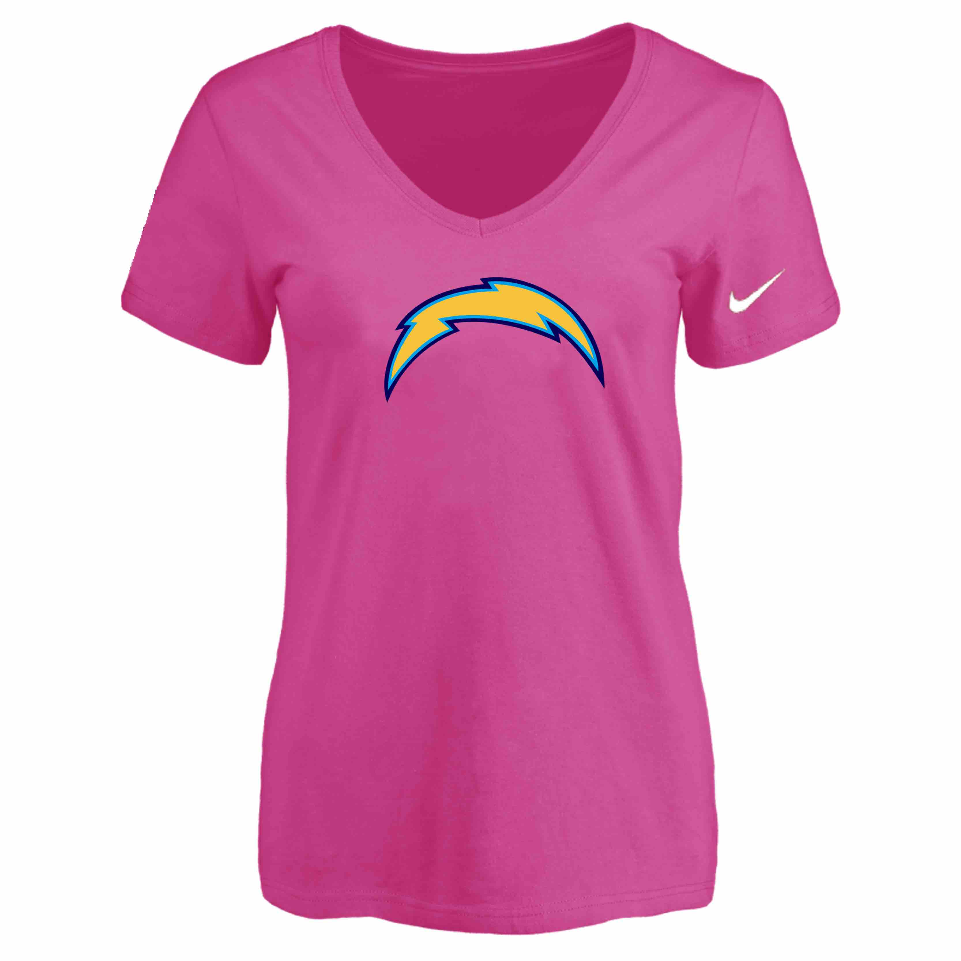 San Diego Chargers Peach Womens Logo V-neck T-Shirt