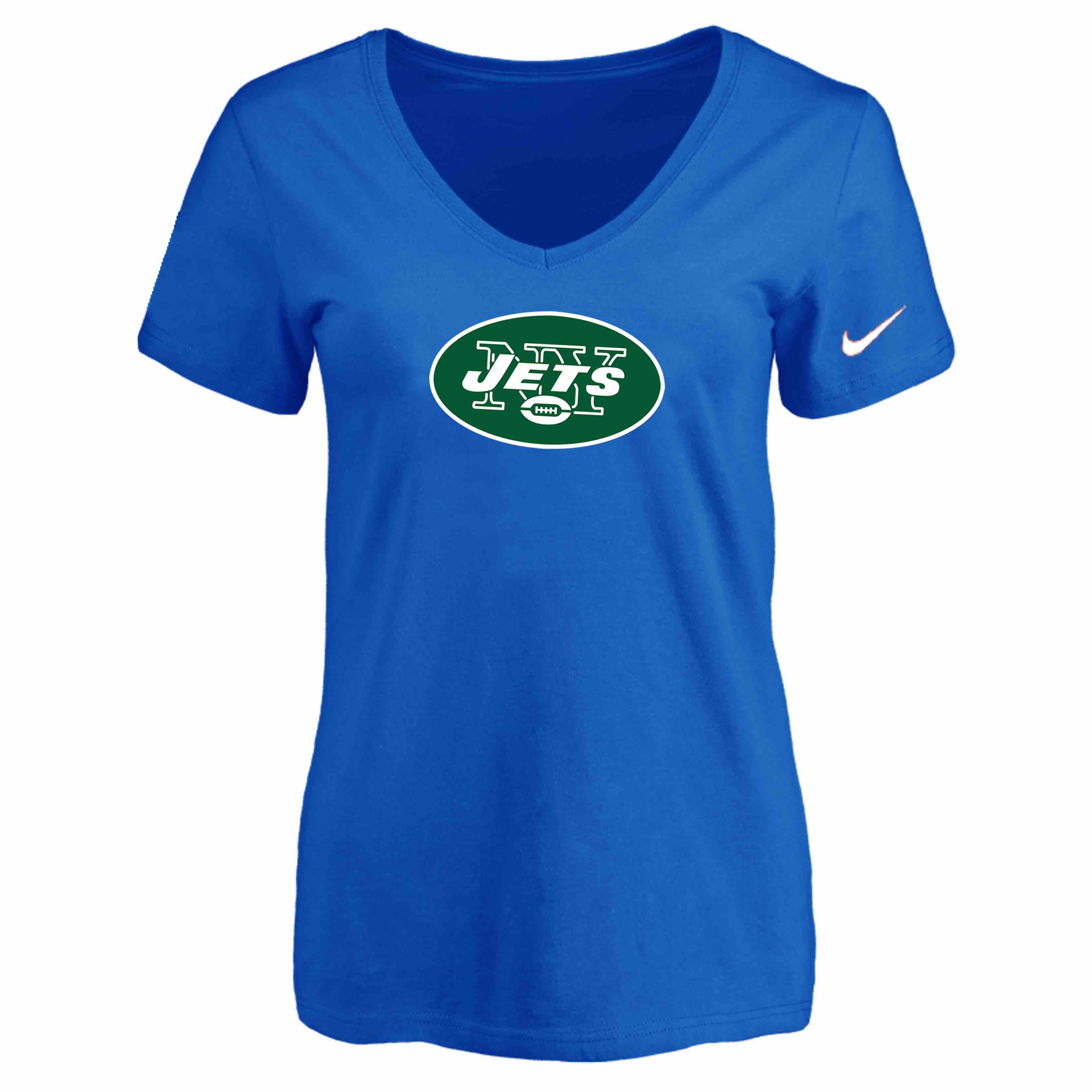 New York Jets Blue Womens Logo V-neck T-Shirt