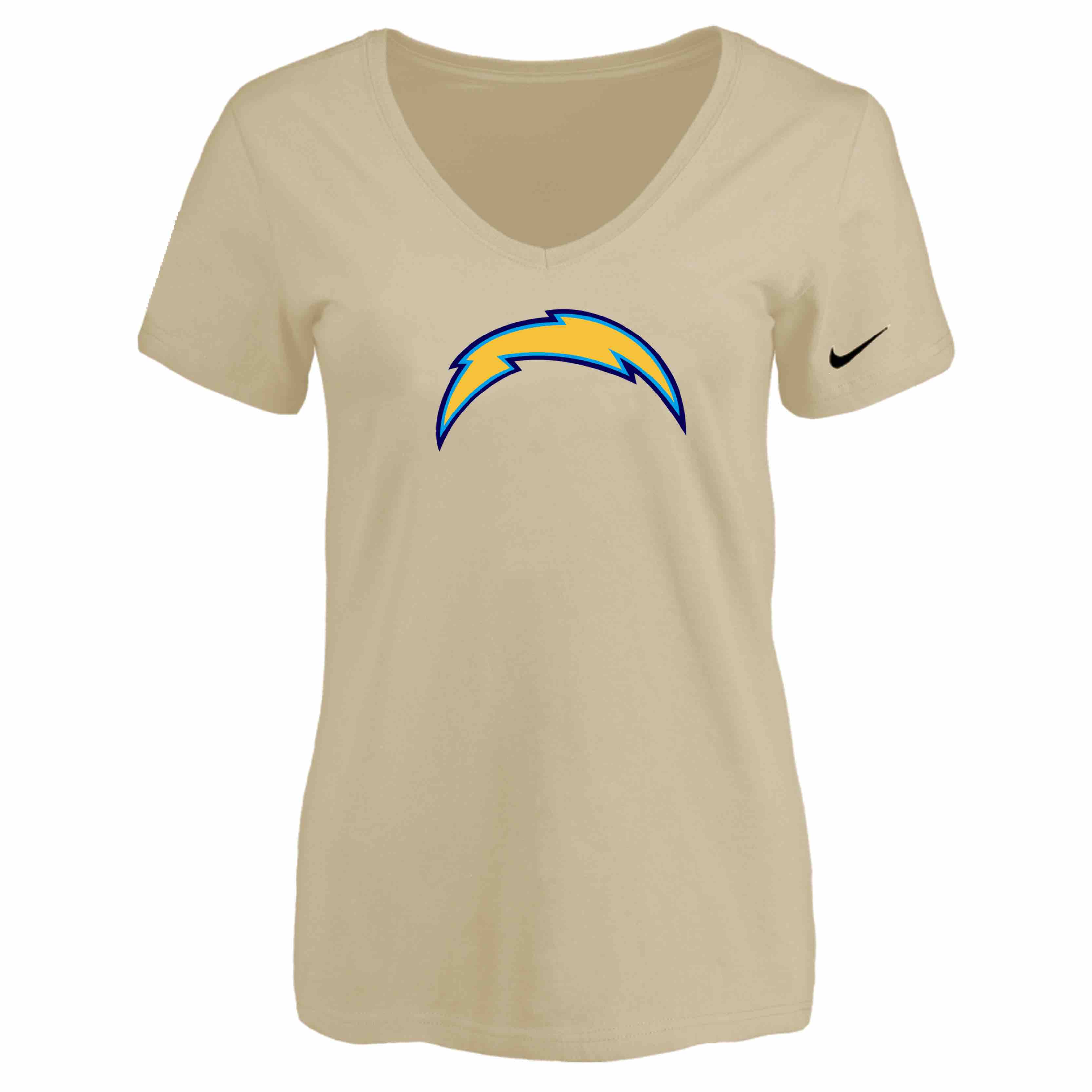 San Diego Chargers Beige Womens Logo V-neck T-Shirt