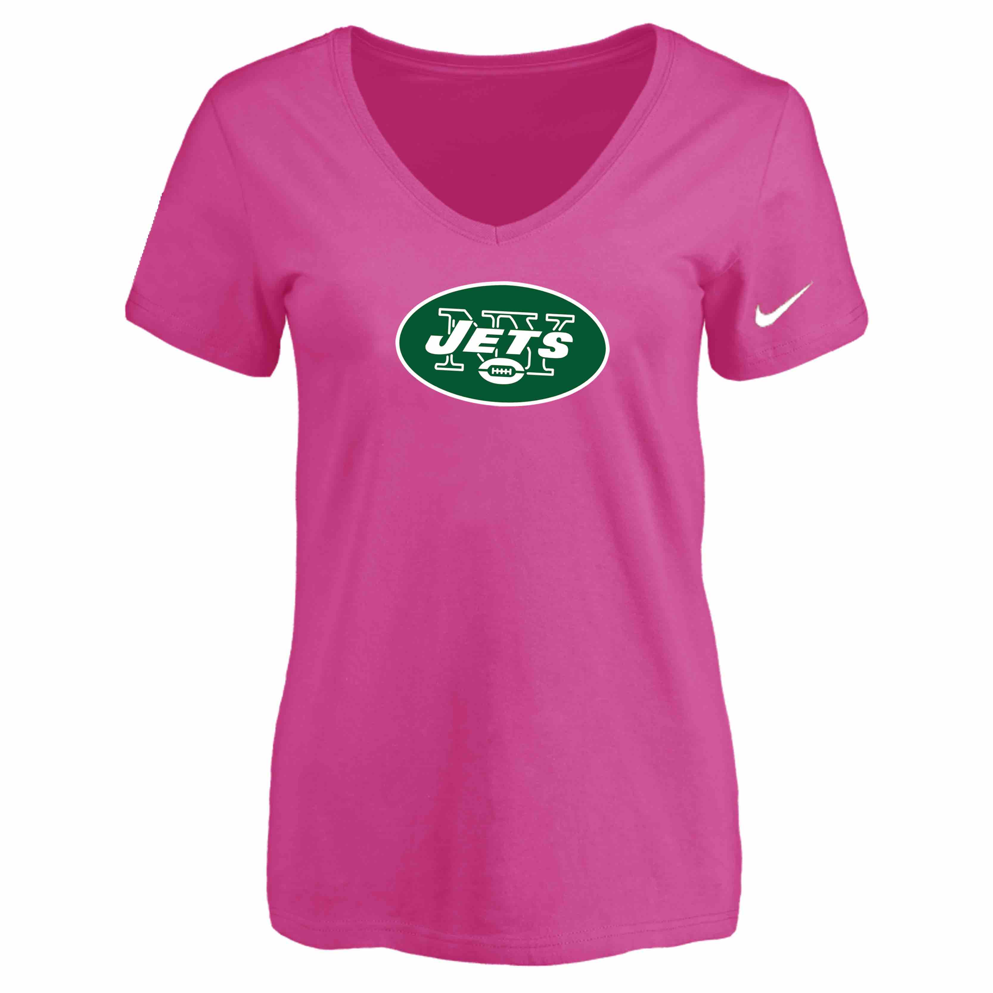 New York Jets Peach Womens Logo V-neck T-Shirt