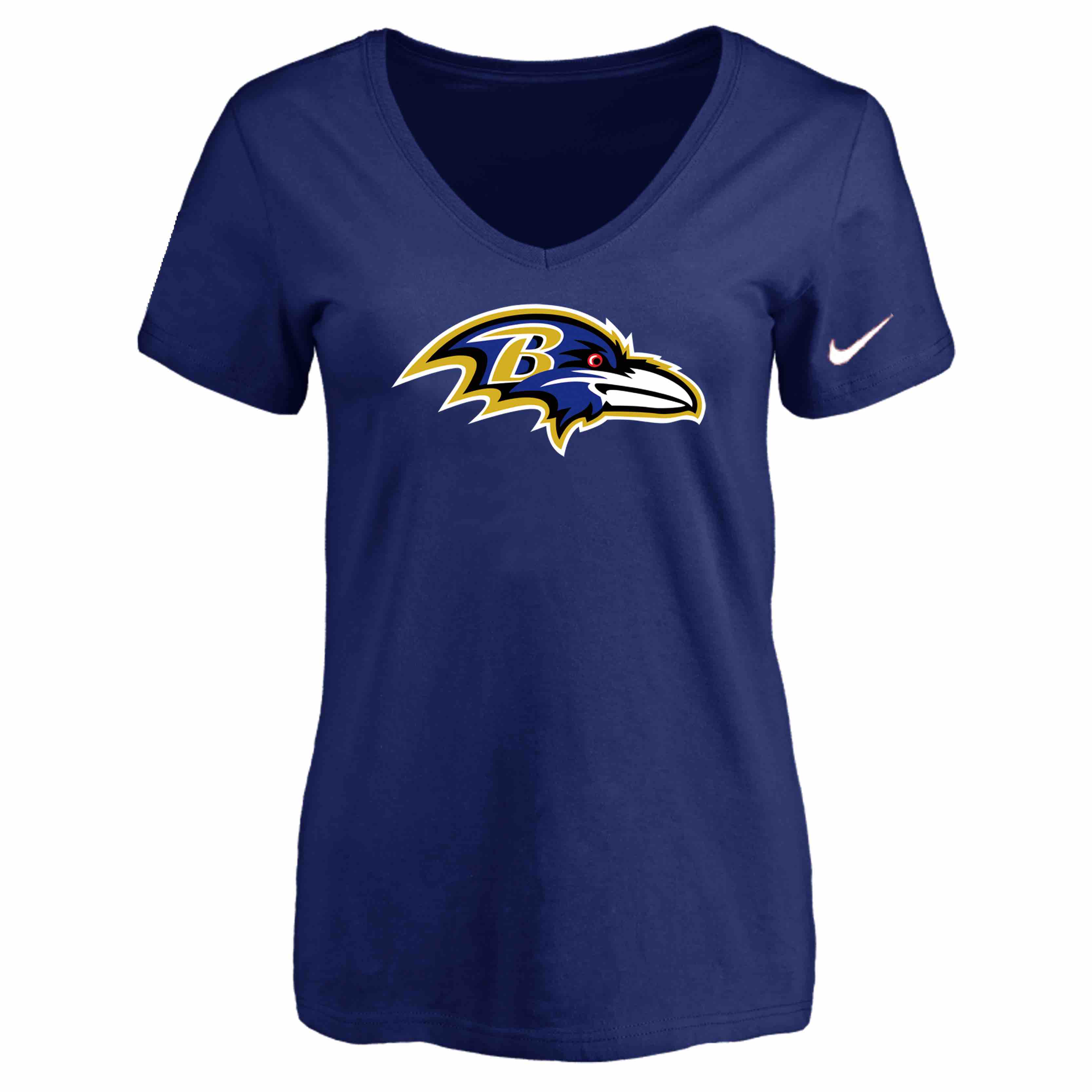 Baltimore Ravens D.Blue Womens Logo V-neck T-Shirt