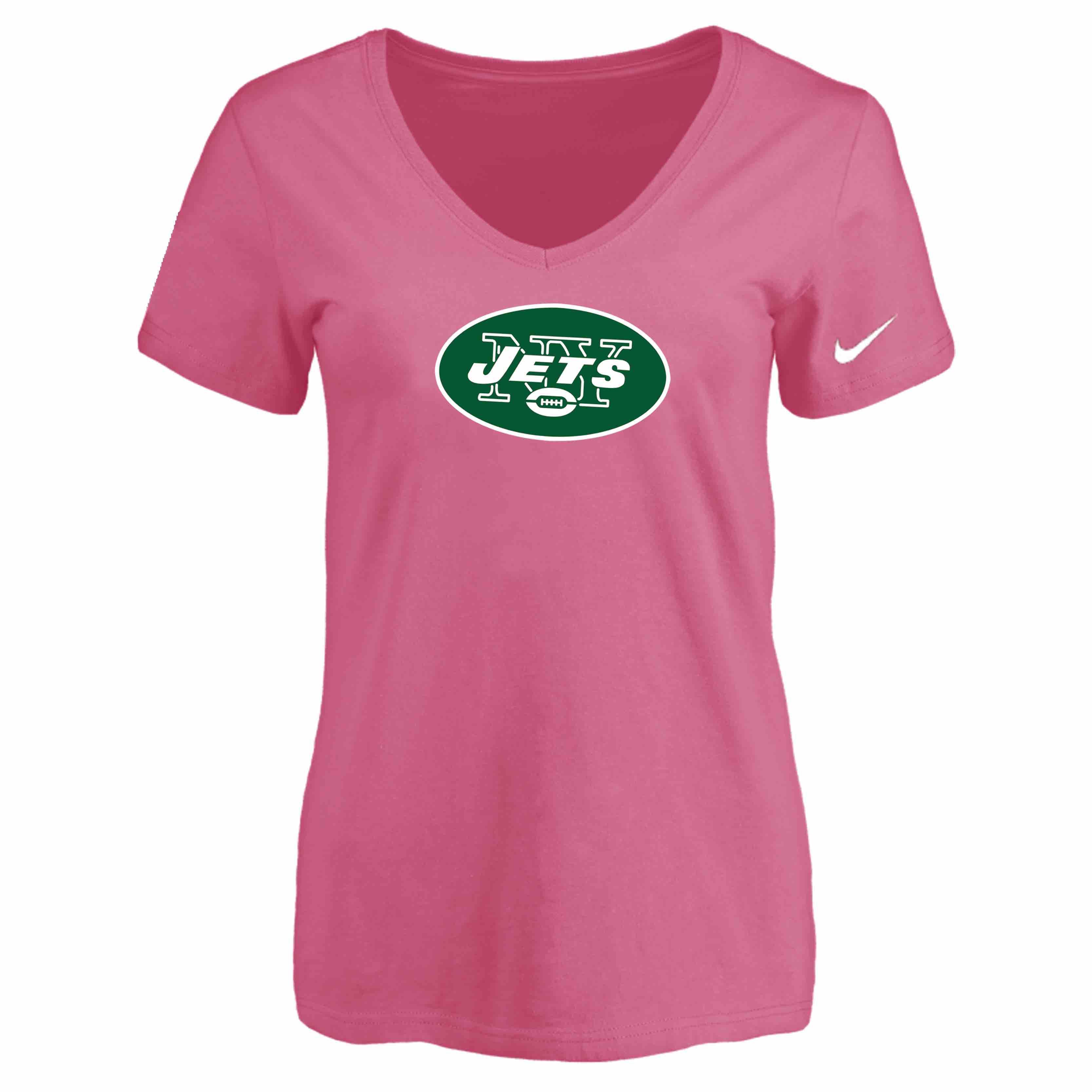 New York Jets Pink Womens Logo V-neck T-Shirt