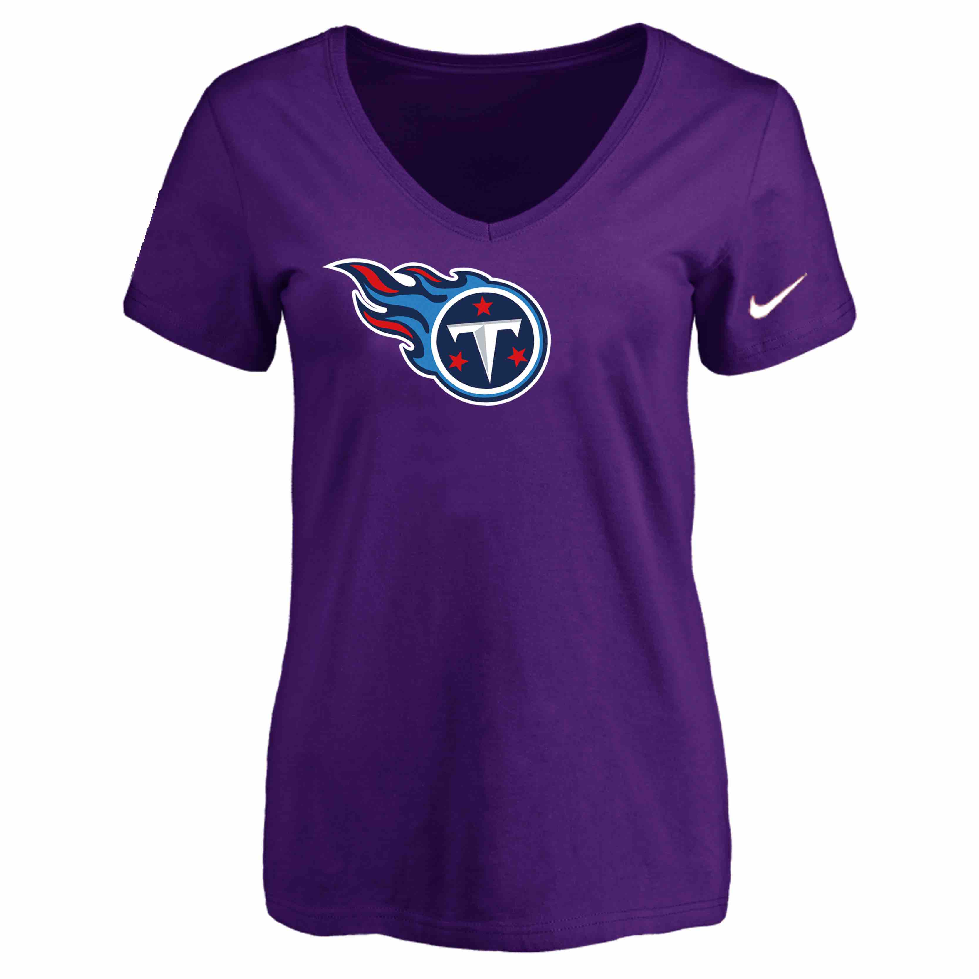 Tennessee Titans Purple Womens Logo V-neck T-Shirt