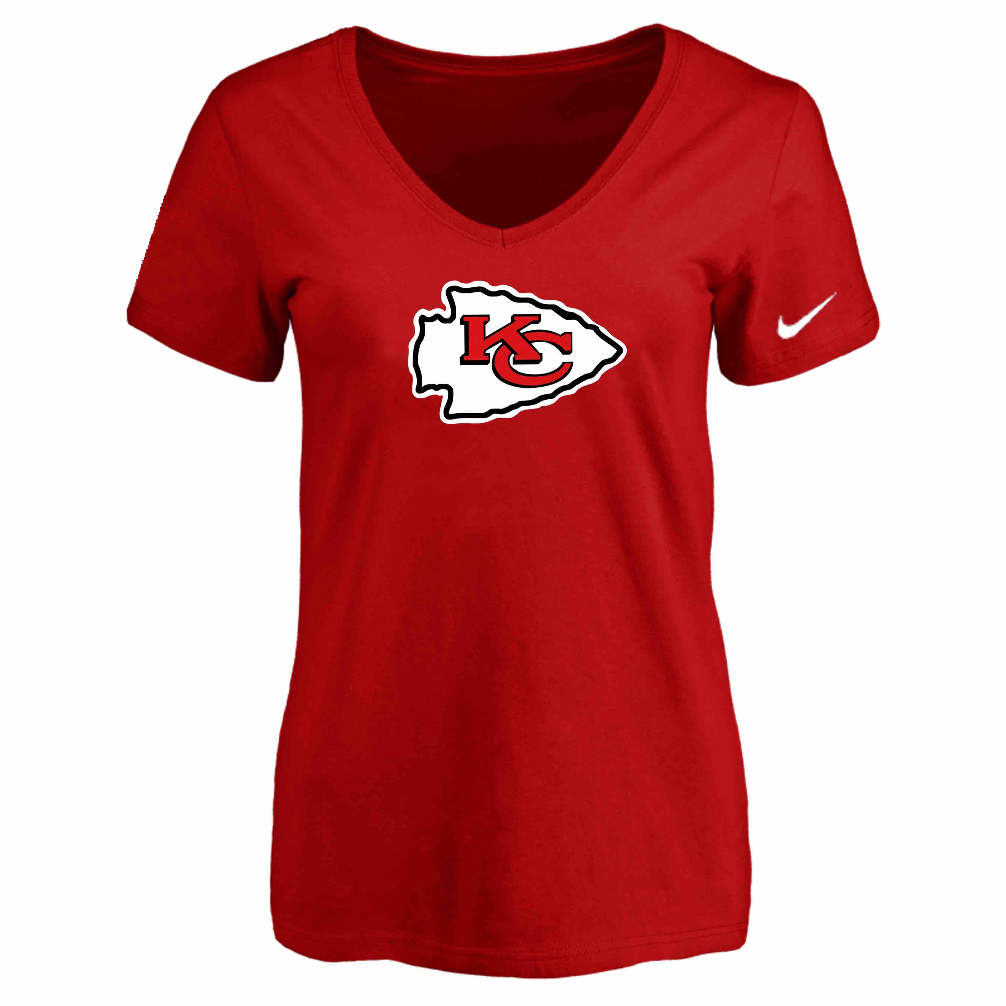 Kansas City Chief Red Womens Logo V-neck T-Shirt