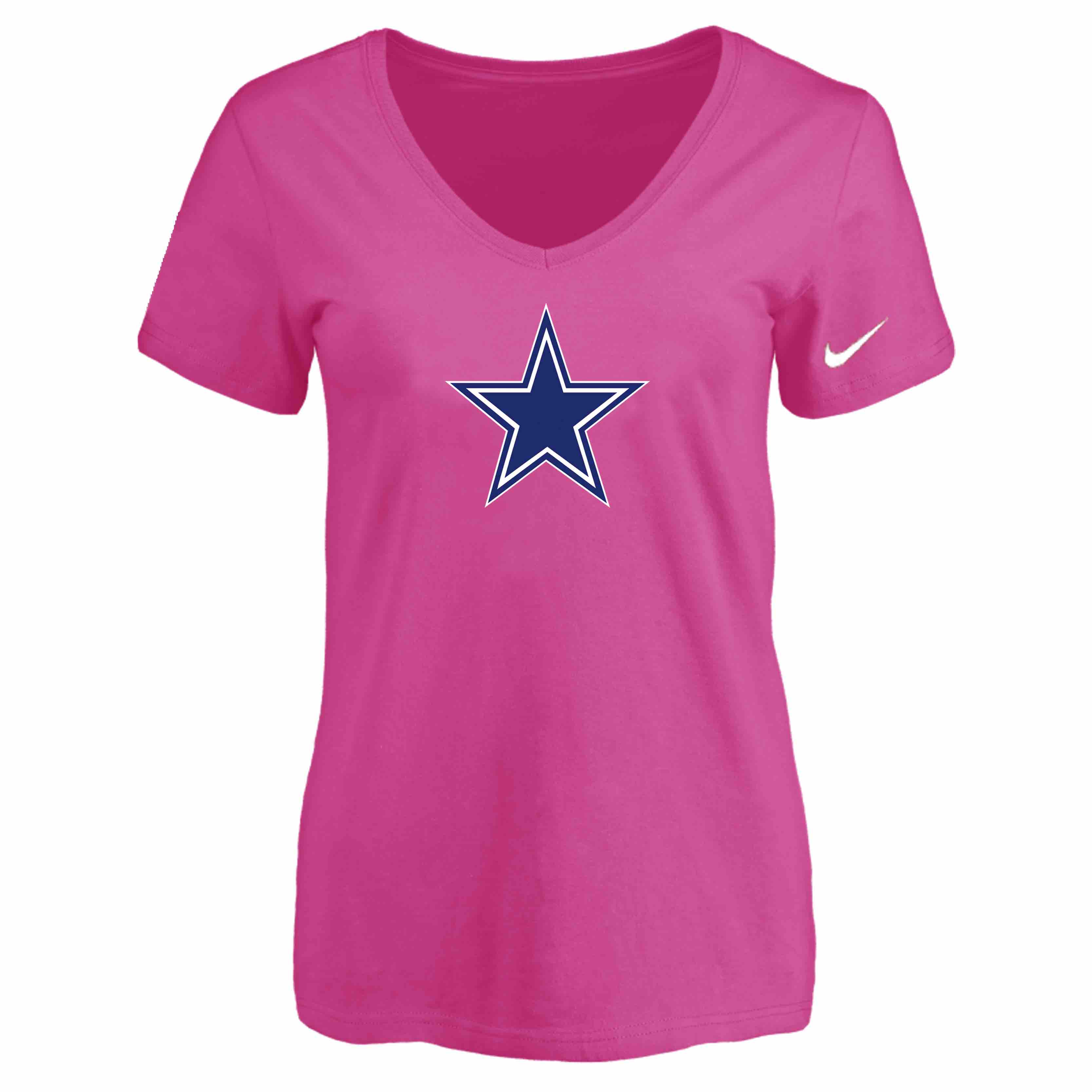 Dallas Cowboys Peach Womens Logo V-neck T-Shirt