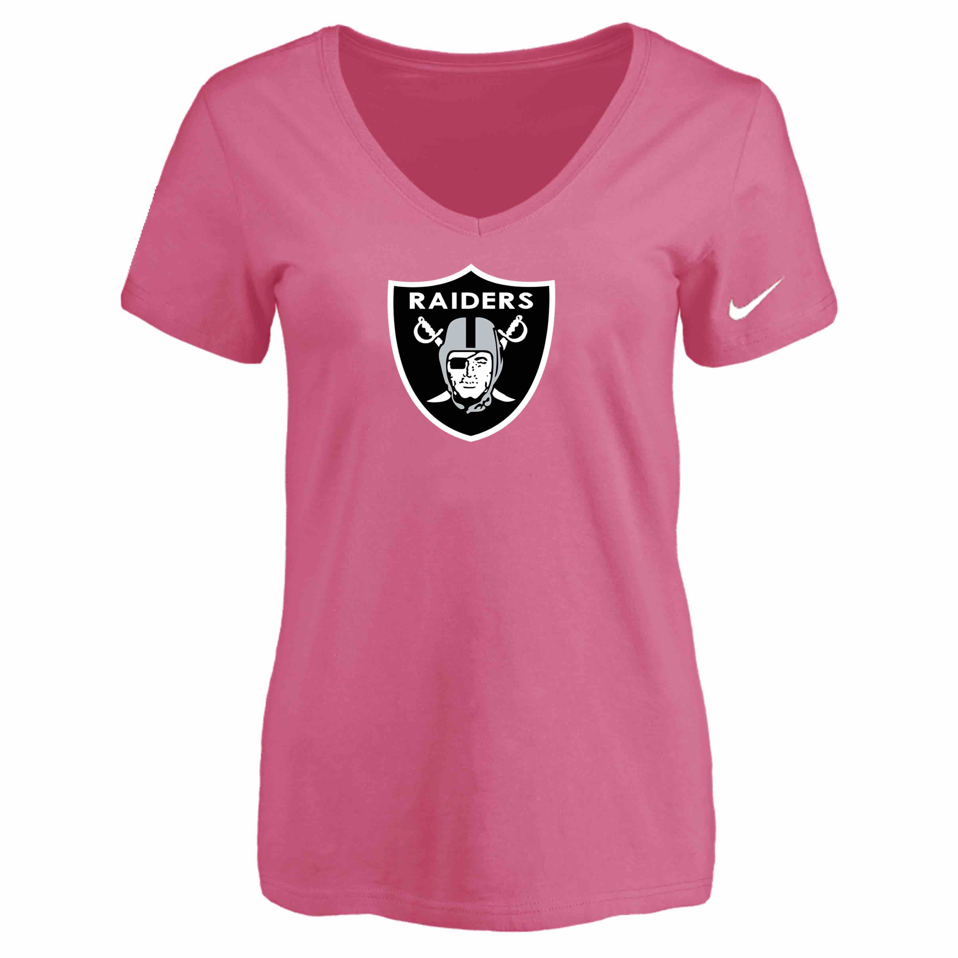 Oakland Raiders Pink Womens Logo V-neck T-Shirt