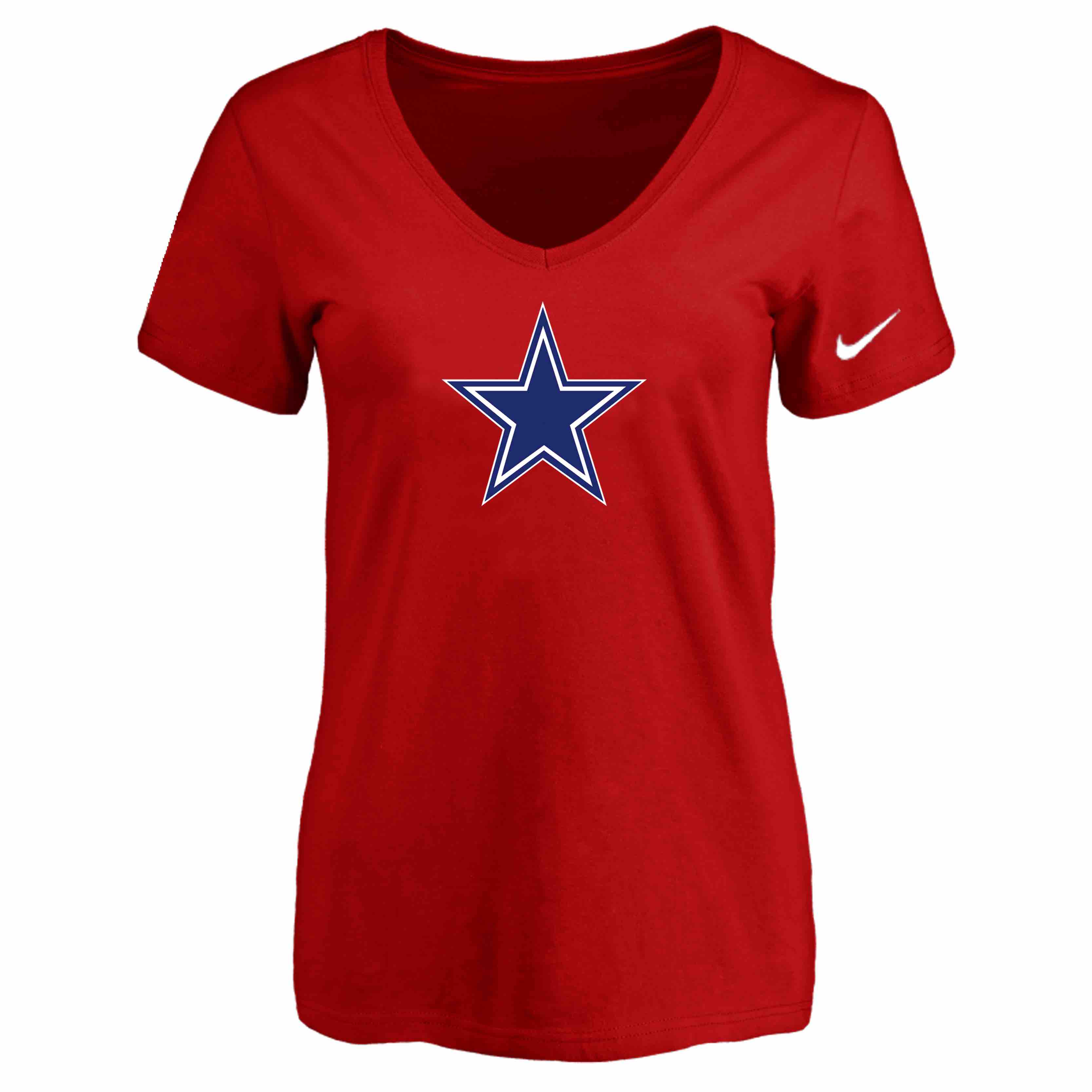Dallas Cowboys Red Womens Logo V-neck T-Shirt
