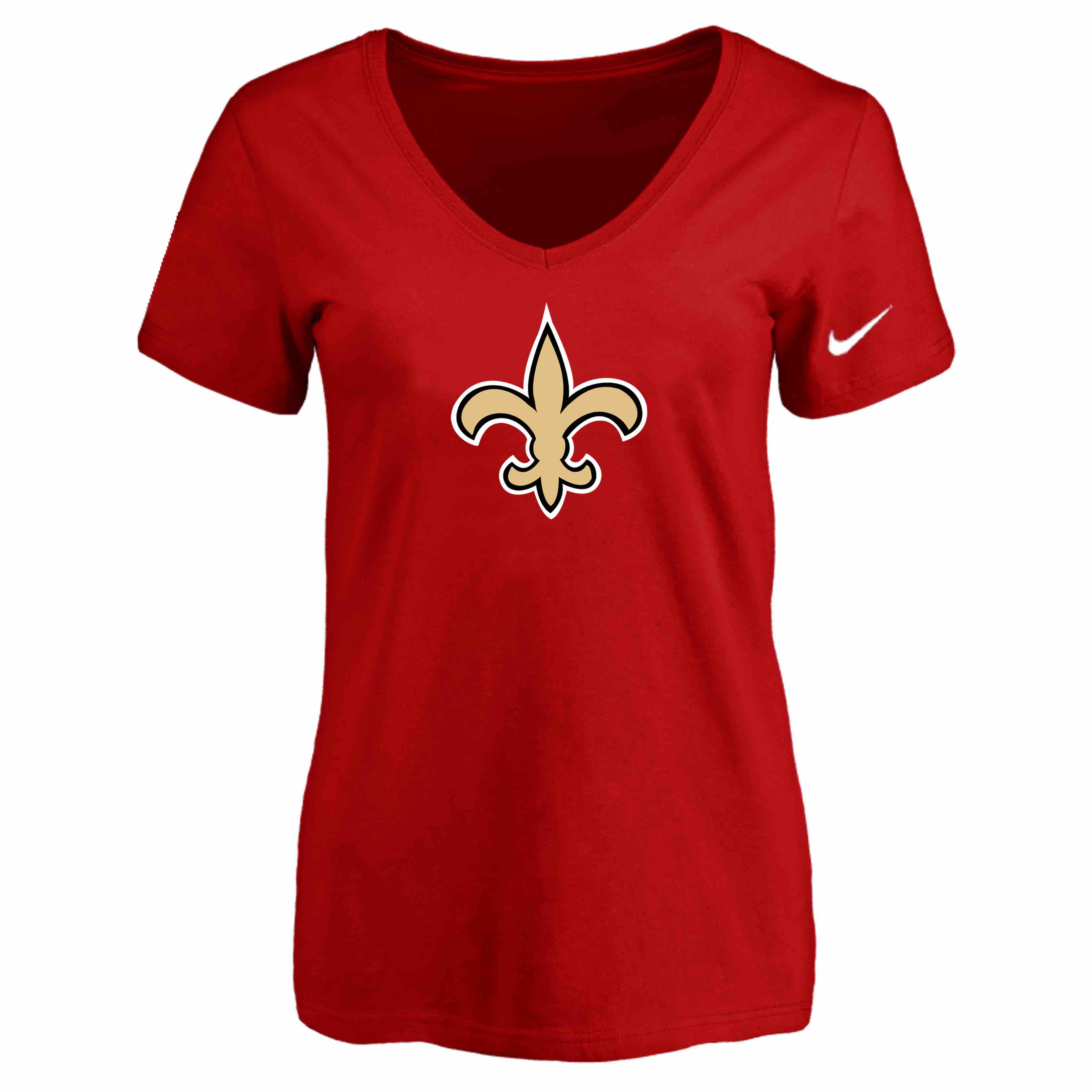 New Orleans Saints Red Womens Logo V-neck T-Shirt