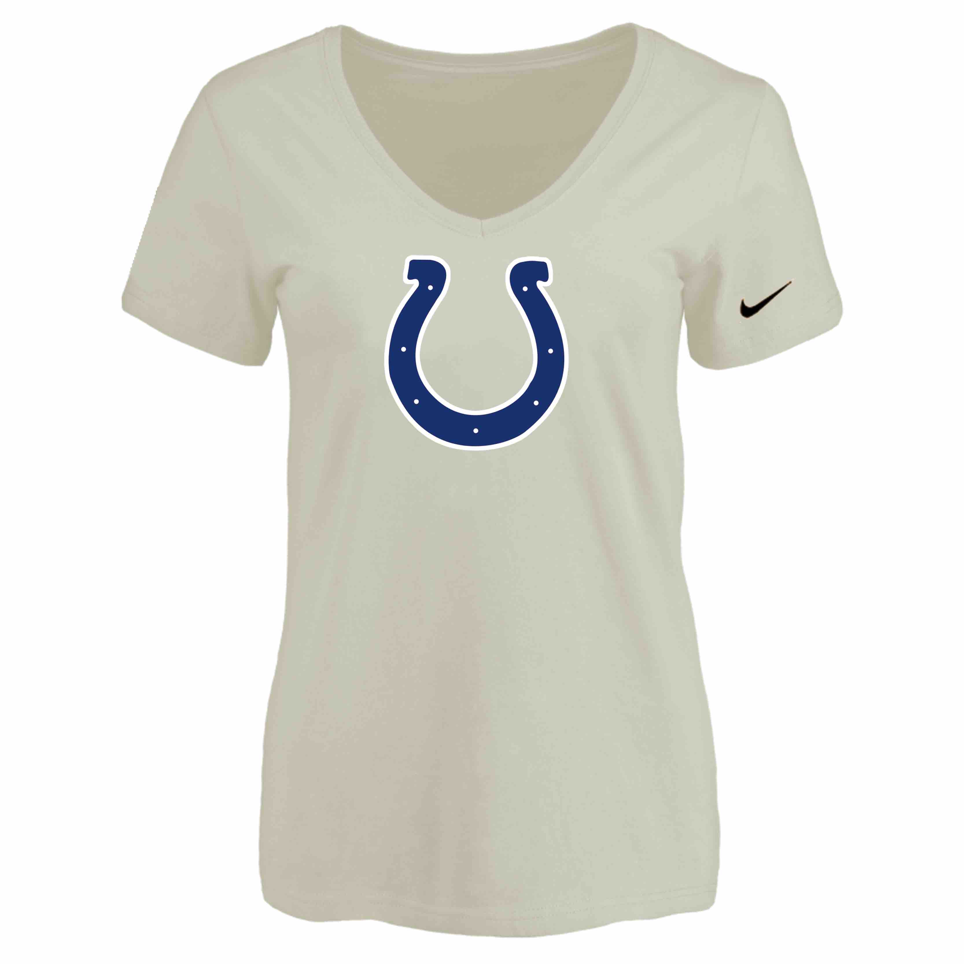 Indiannapolis Colts Cream Womens Logo V-neck T-Shirt