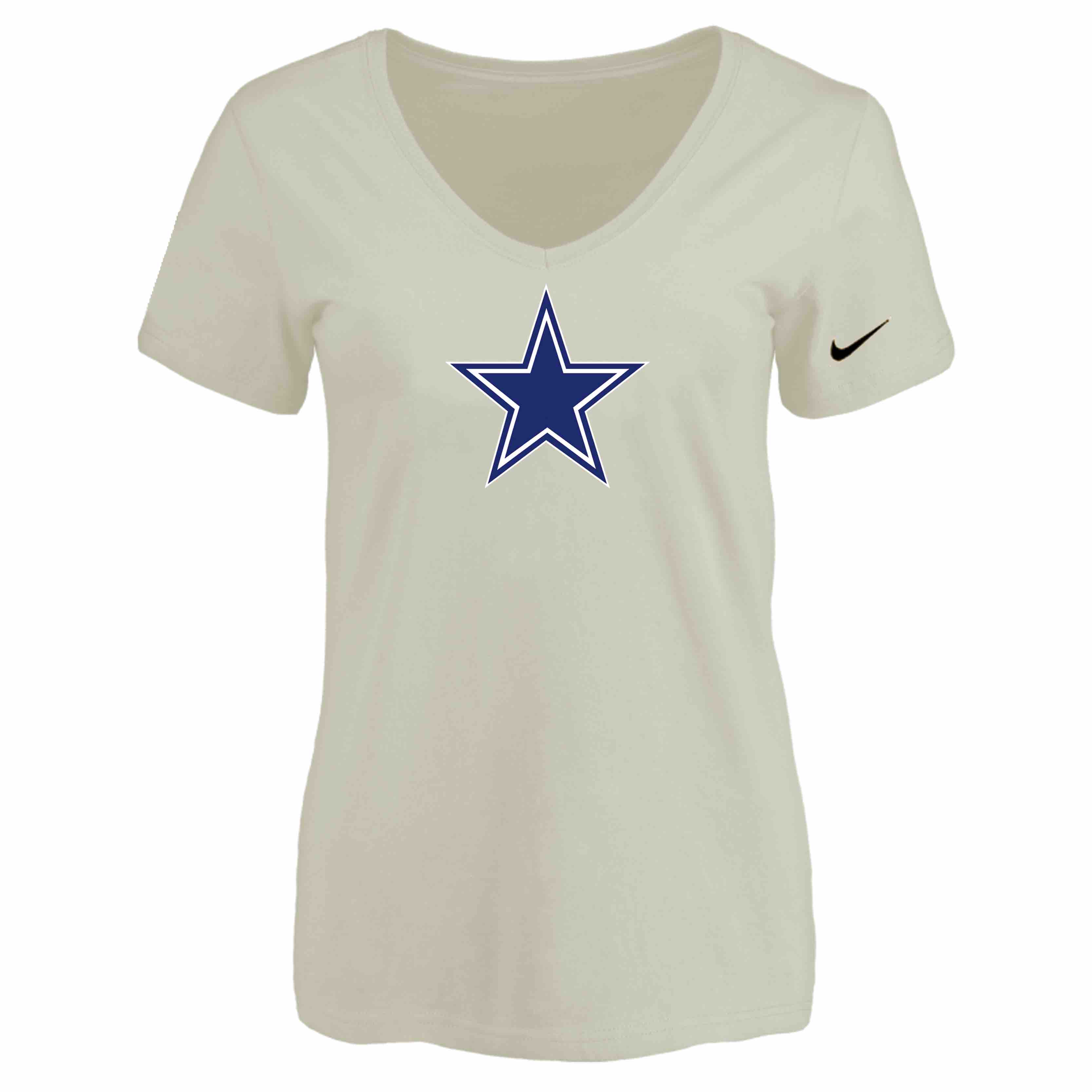 Dallas Cowboys Cream Womens Logo V-neck T-Shirt
