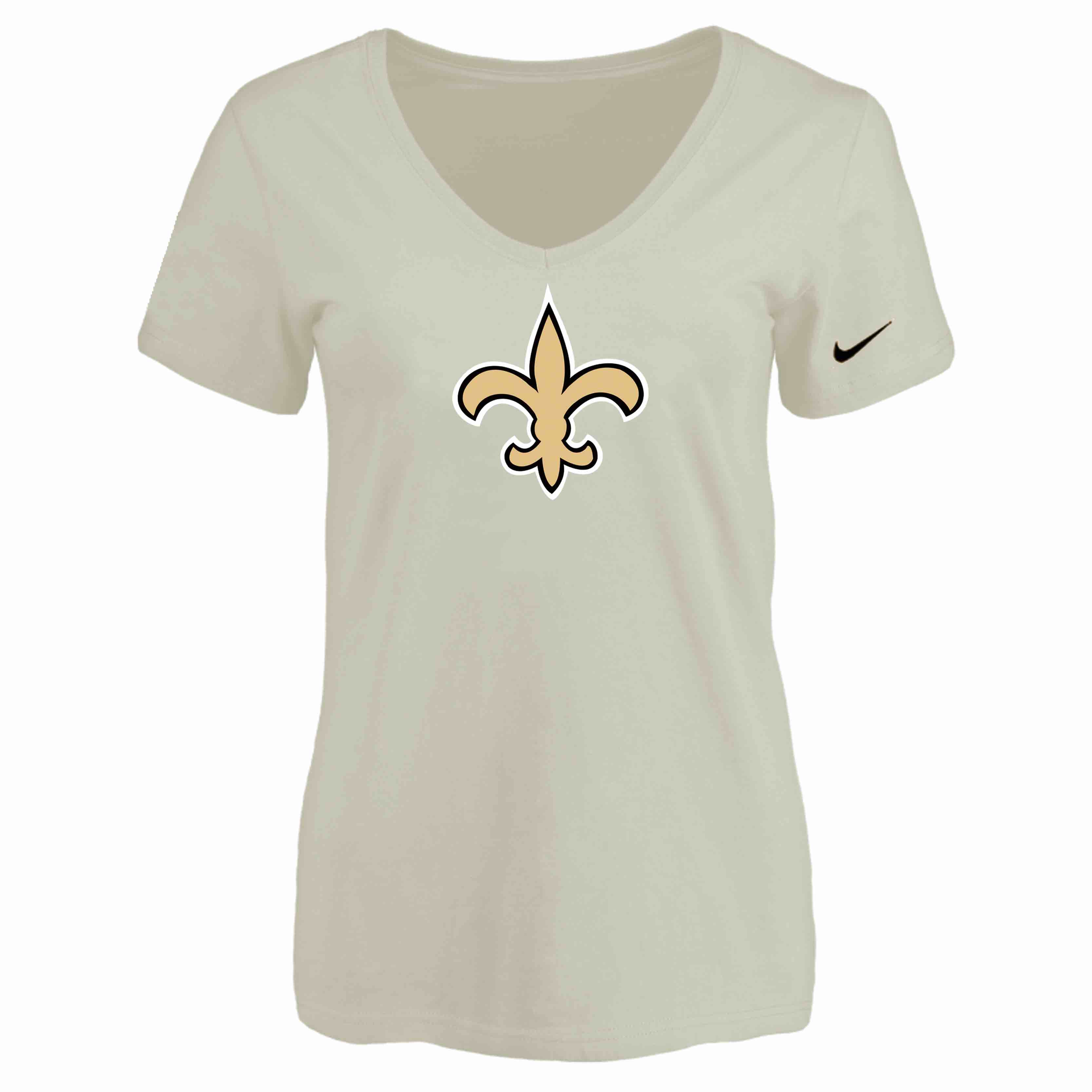 New Orleans Saints Cream Womens Logo V-neck T-Shirt