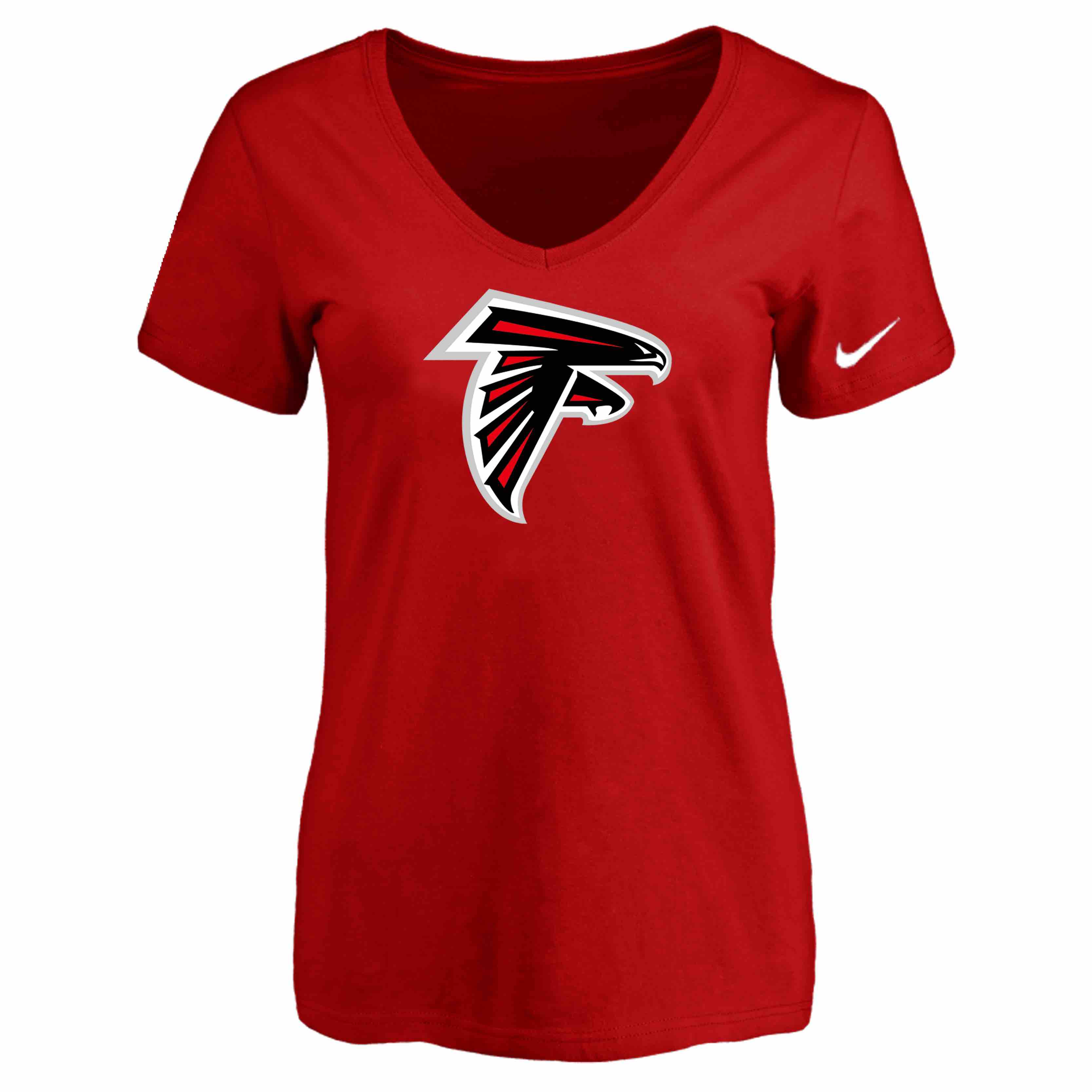 Atlanta Falcons Red Womens Logo V-neck T-Shirt