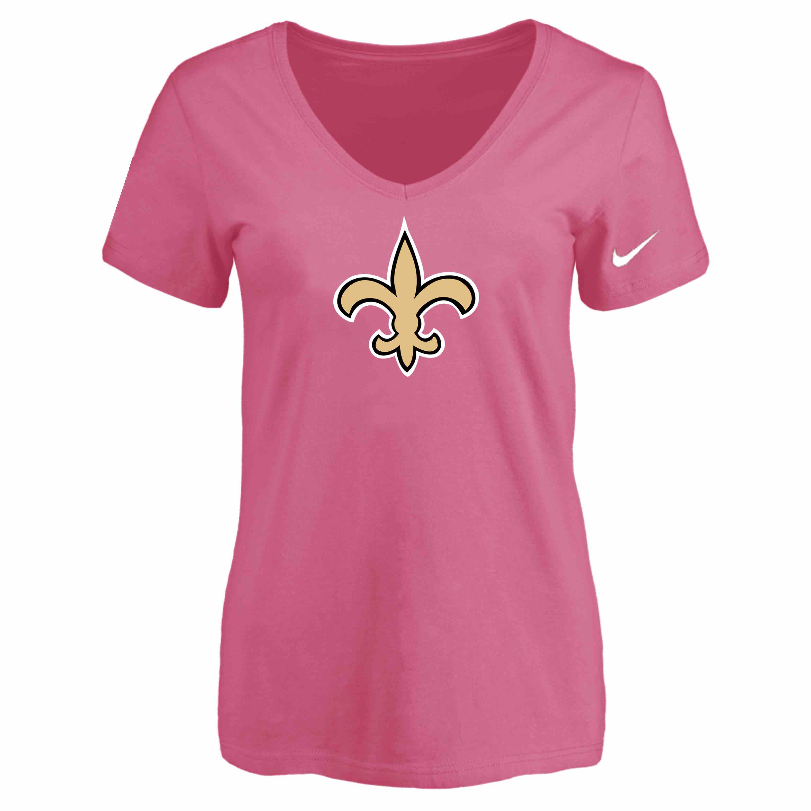 New Orleans Saints Pink Womens Logo V-neck T-Shirt