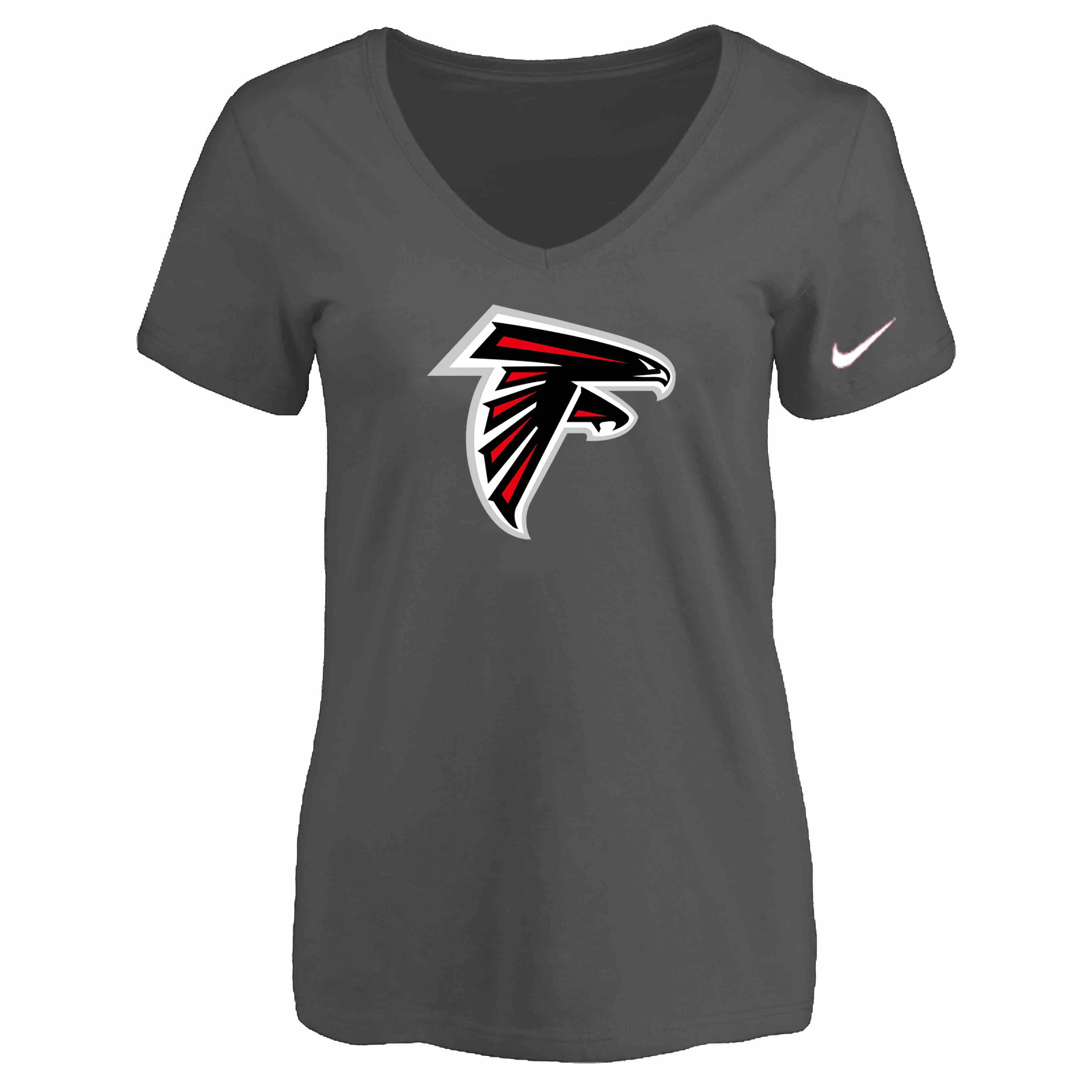 Atlanta Falcons D.Grey Womens Logo V-neck T-Shirt