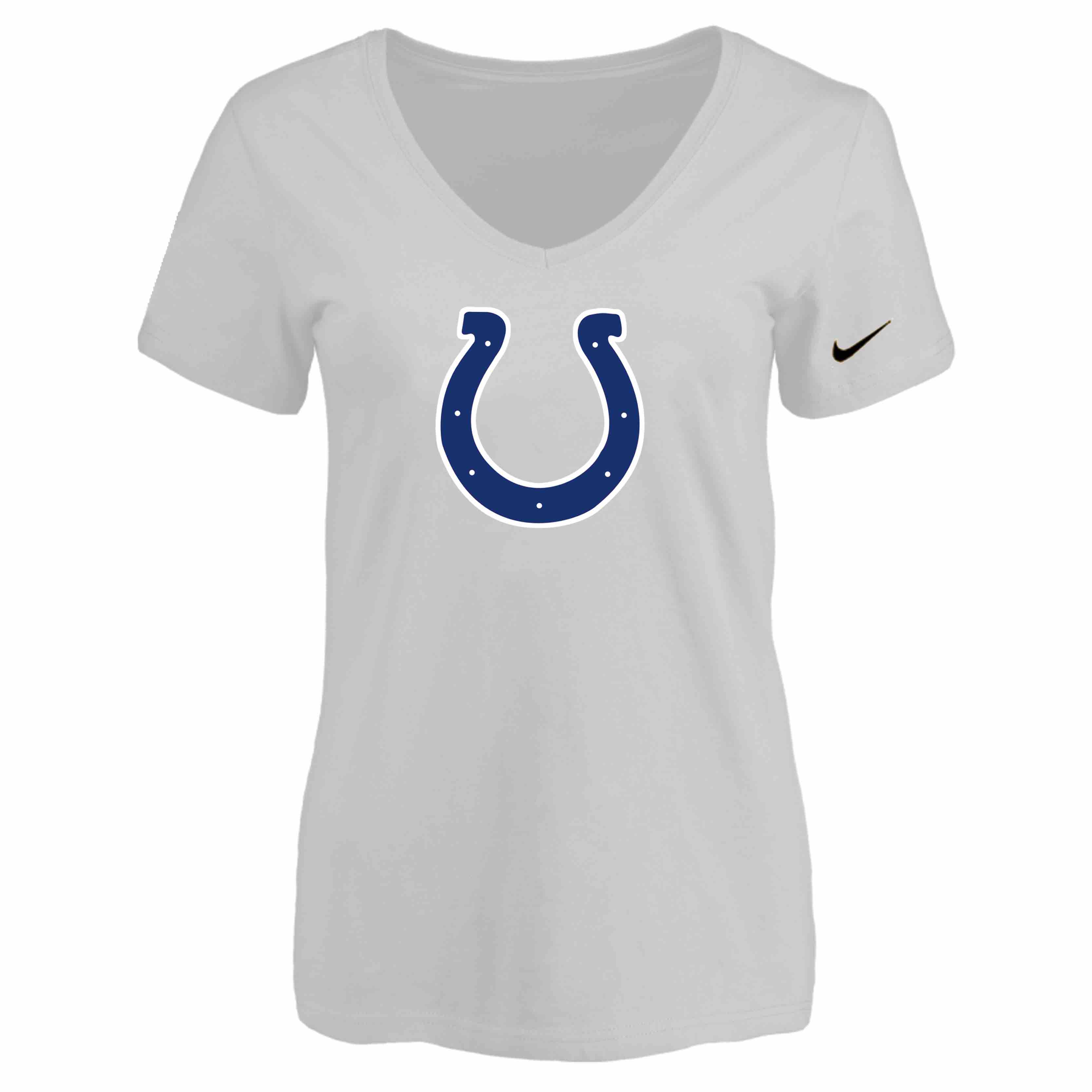 Indiannapolis Colts White Womens Logo V-neck T-Shirt