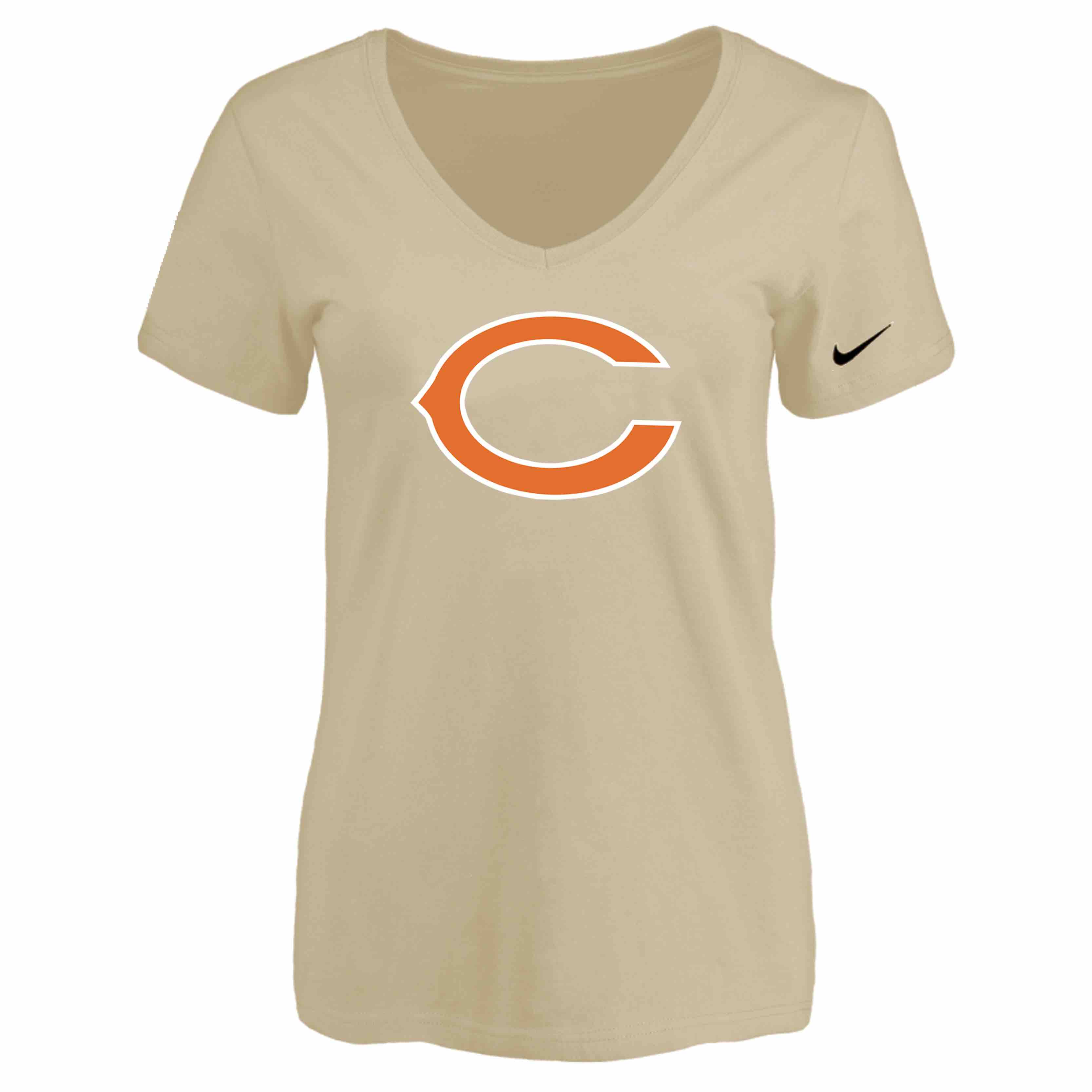 Chicago Bears Beige Womens Logo V-neck T-Shirt