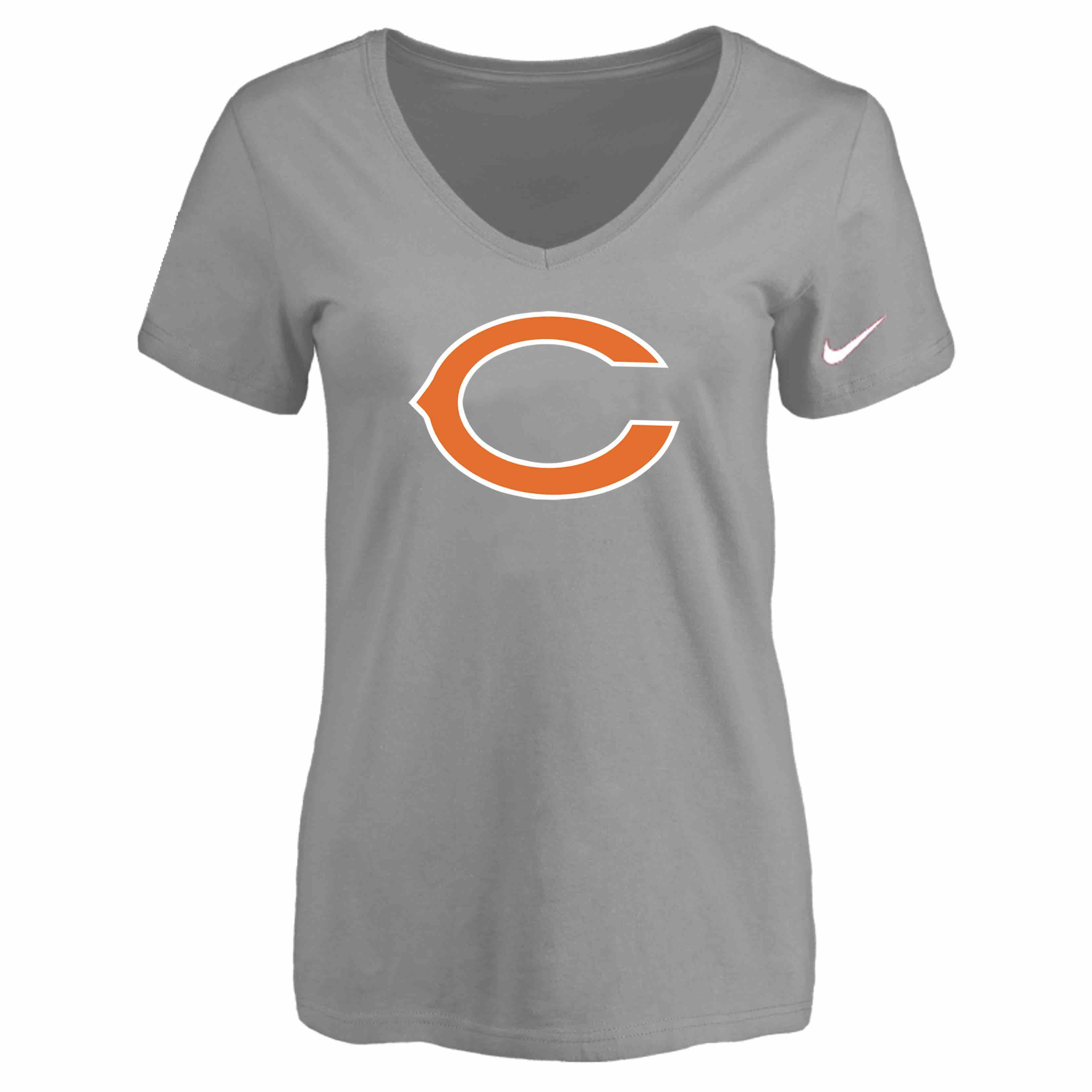 Chicago Bears L.Grey Womens Logo V-neck T-Shirt