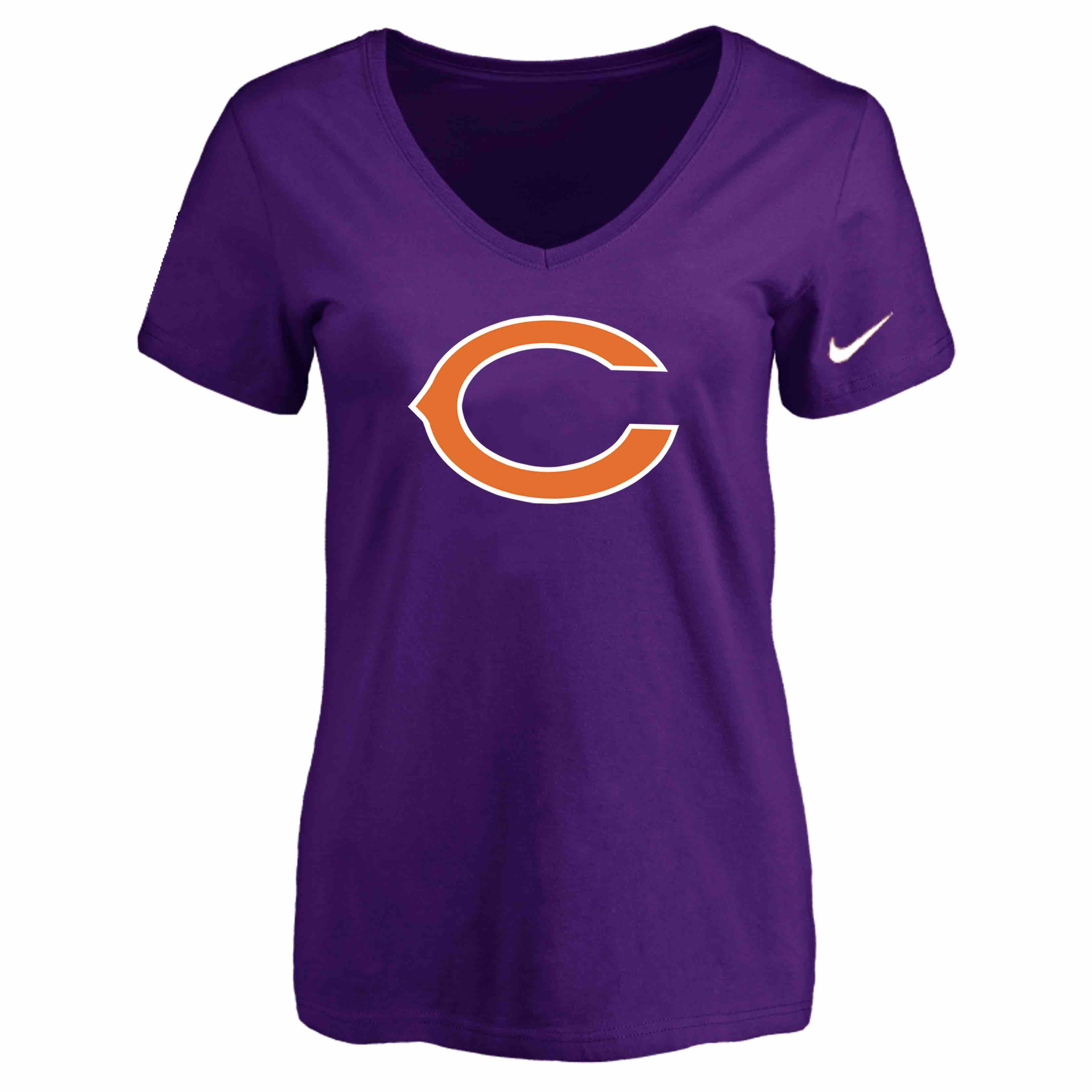Chicago Bears Purple Womens Logo V-neck T-Shirt