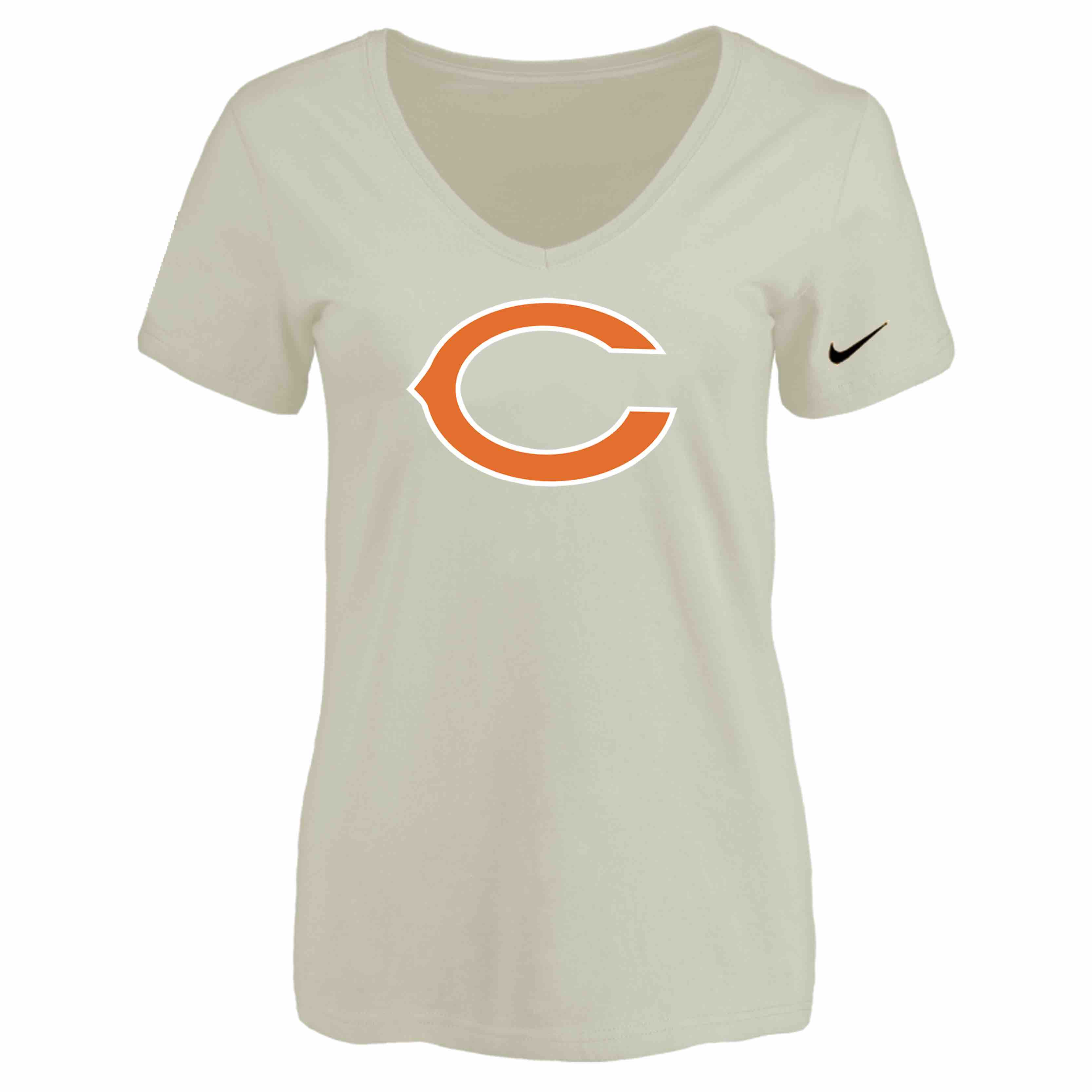 Chicago Bears Cream Womens Logo V-neck T-Shirt