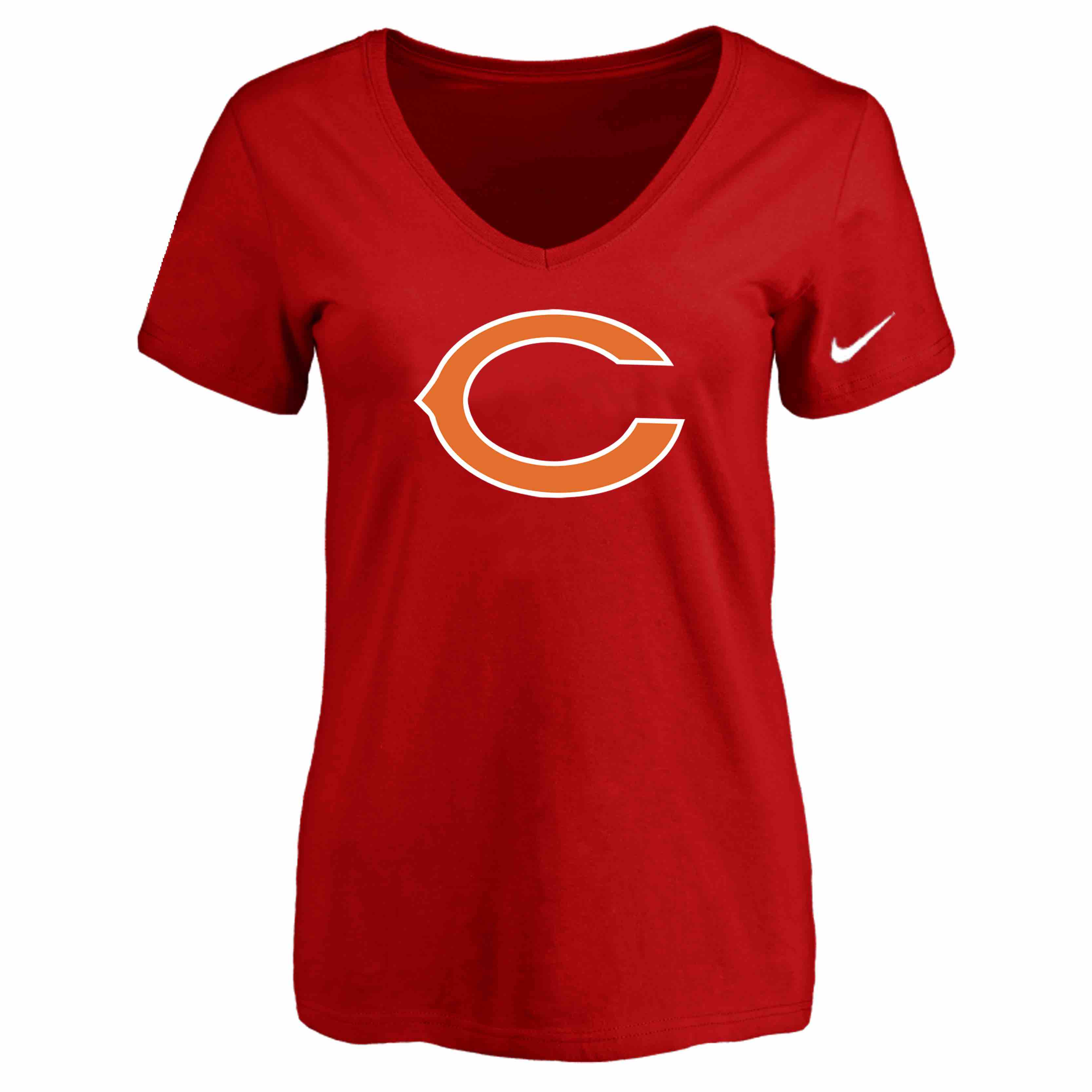 Chicago Bears Red Womens Logo V-neck T-Shirt