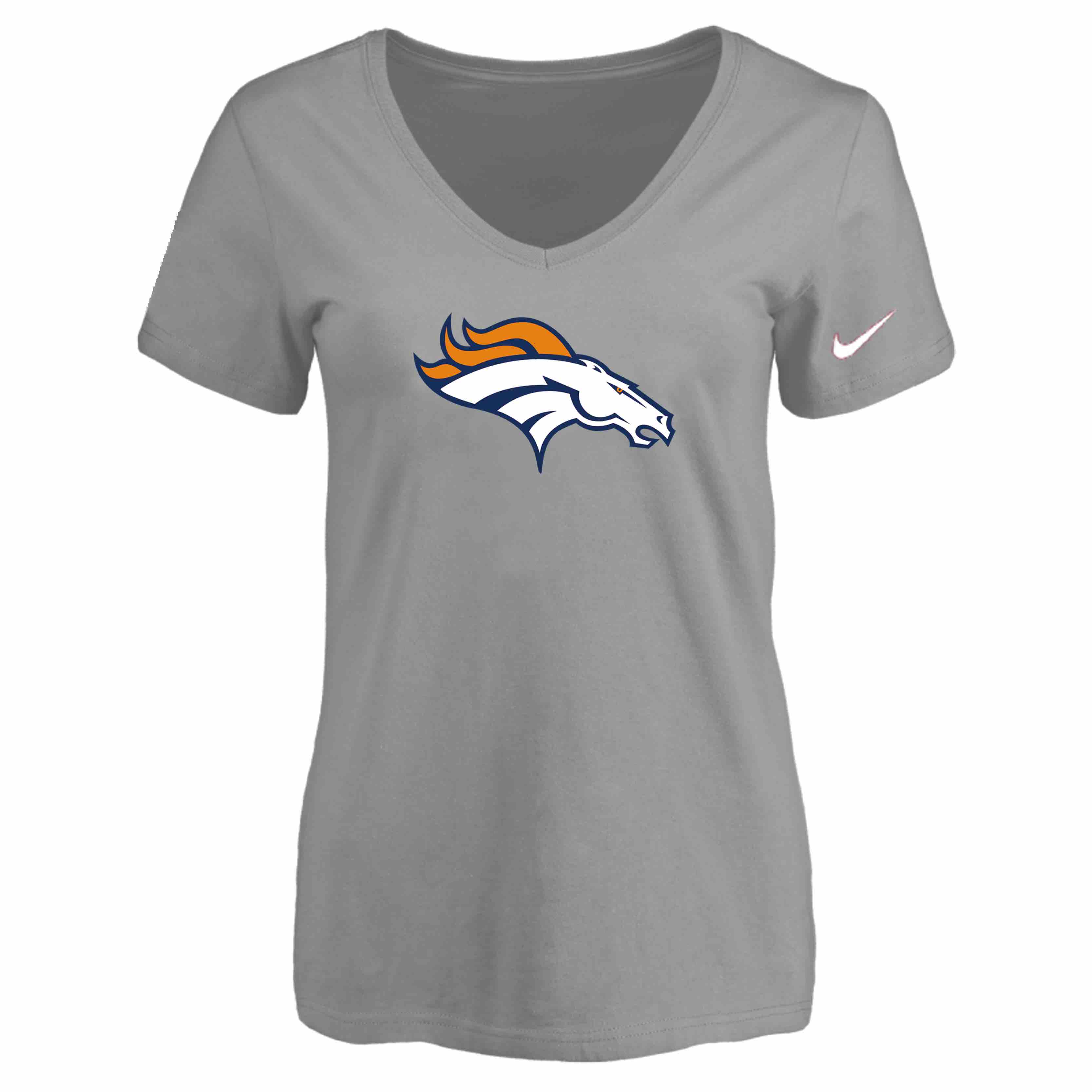 Denver Broncos L.Grey Womens Logo V-neck T-Shirt