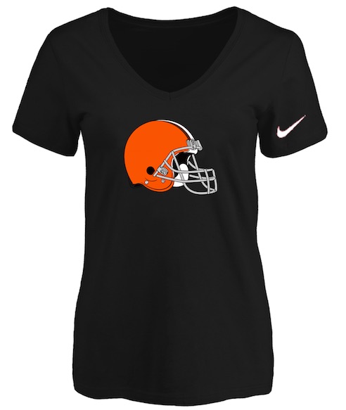 Cleveland Browns Black Womens Logo V-neck T-Shirt