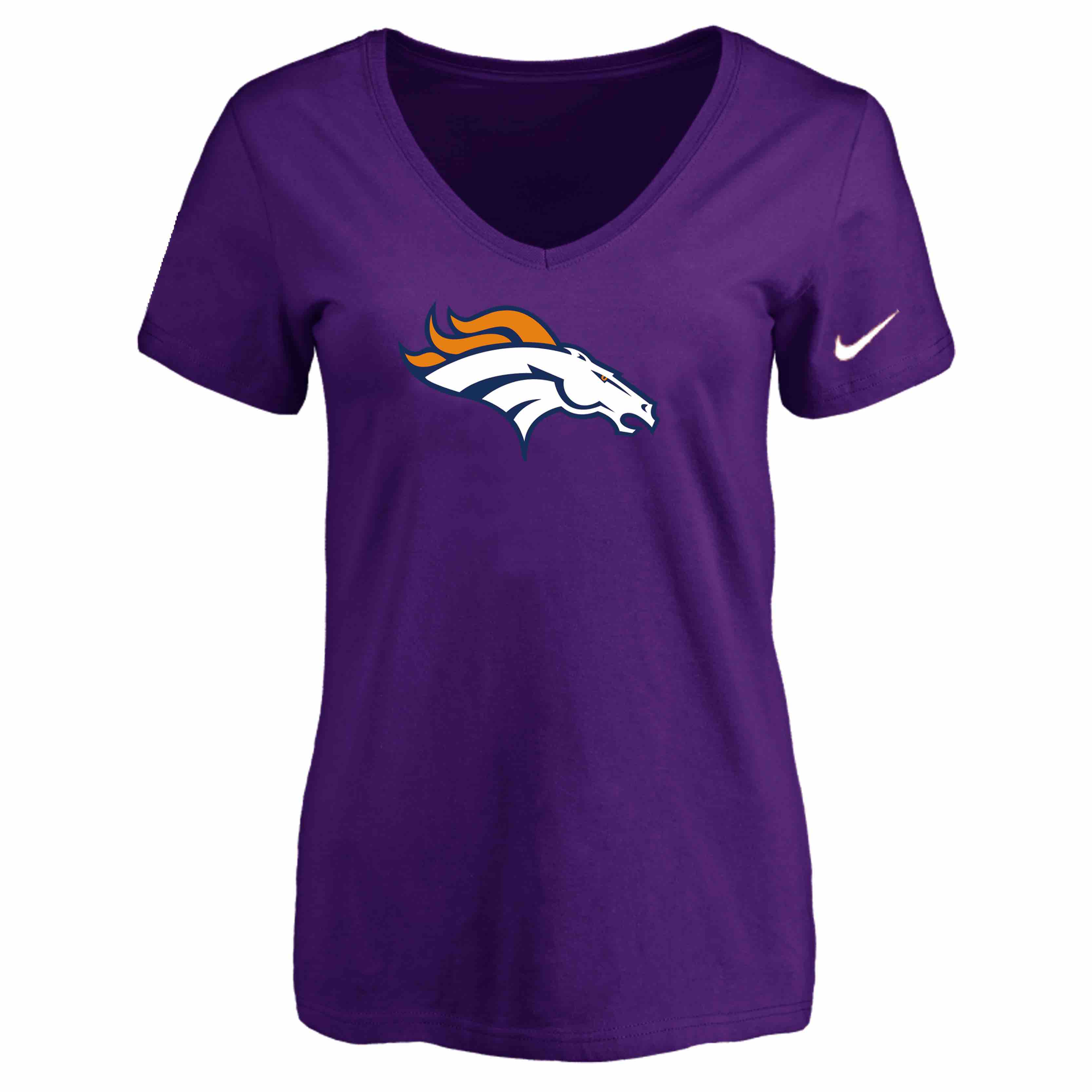 Denver Broncos Purple Womens Logo V-neck T-Shirt