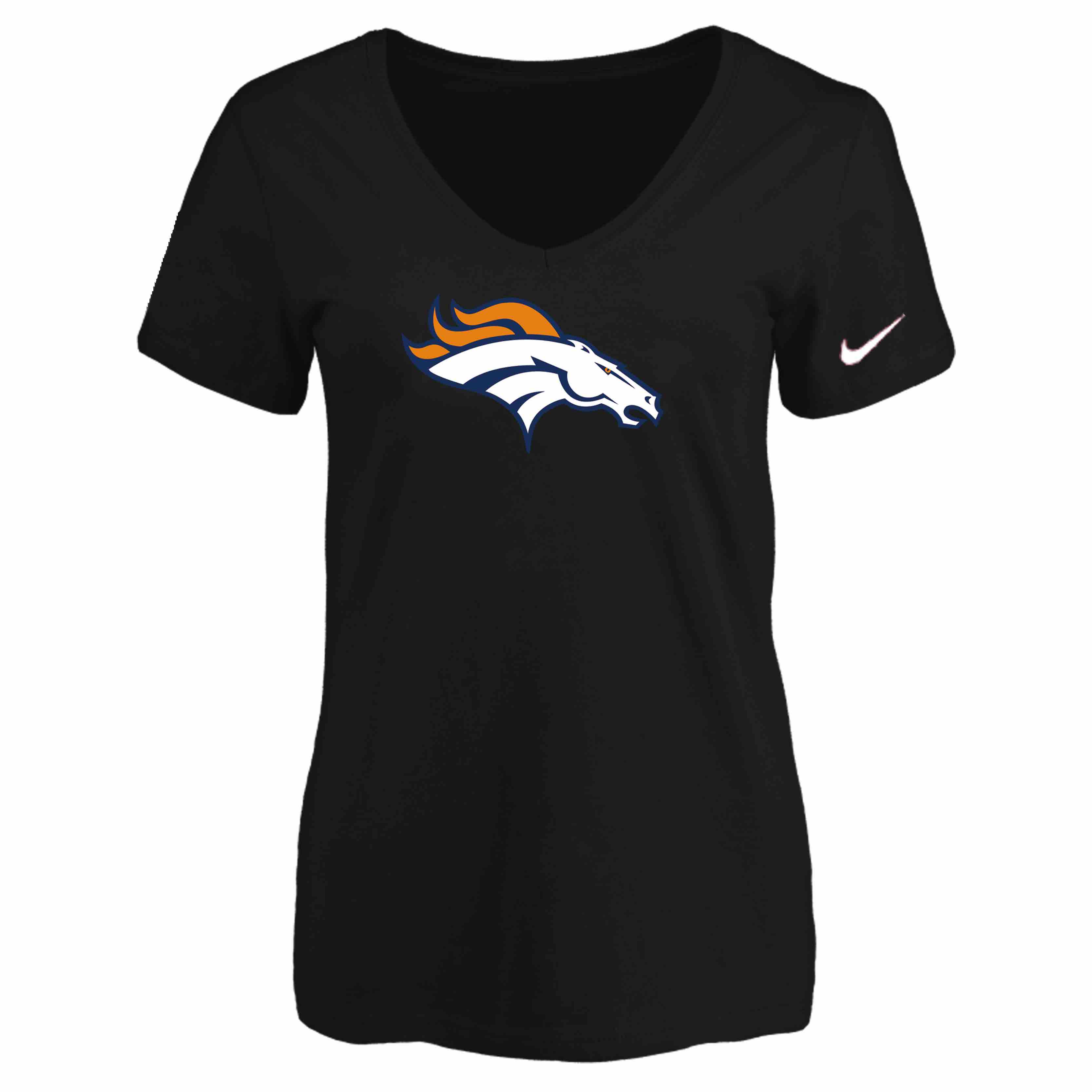 Denver Broncos Black Womens Logo V-neck T-Shirt