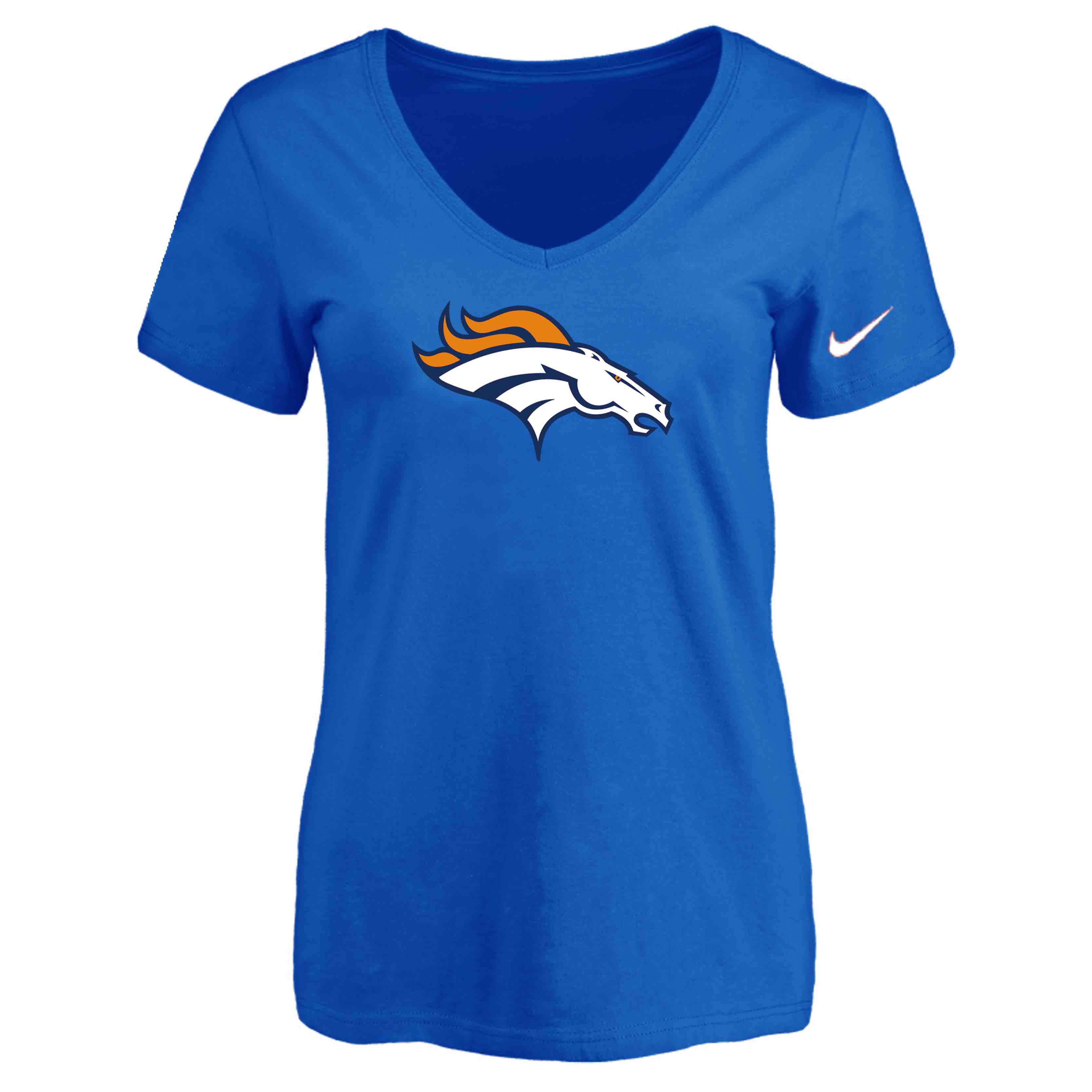 Denver Broncos Blue Womens Logo V-neck T-Shirt