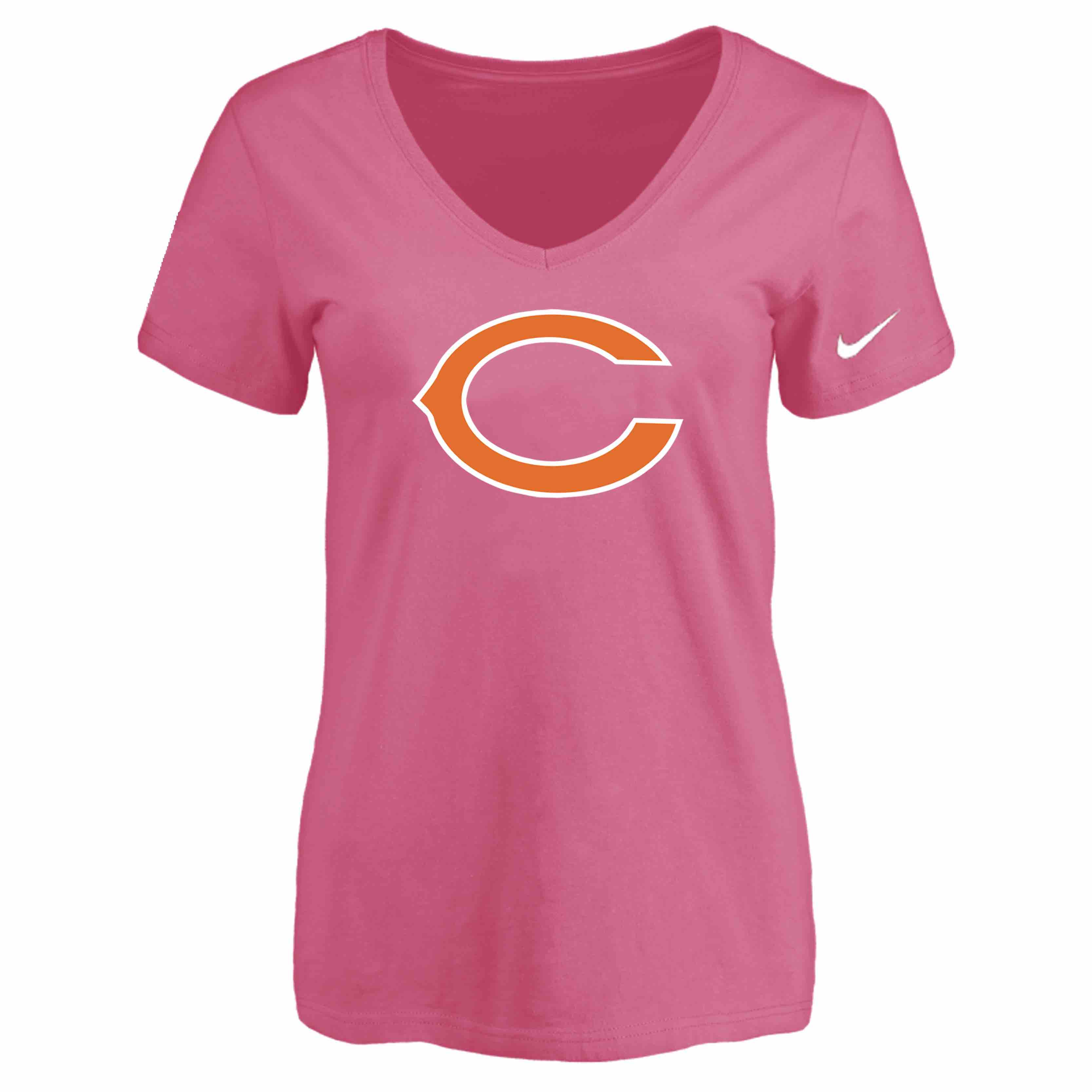 Chicago Bears Pink Womens Logo V-neck T-Shirt