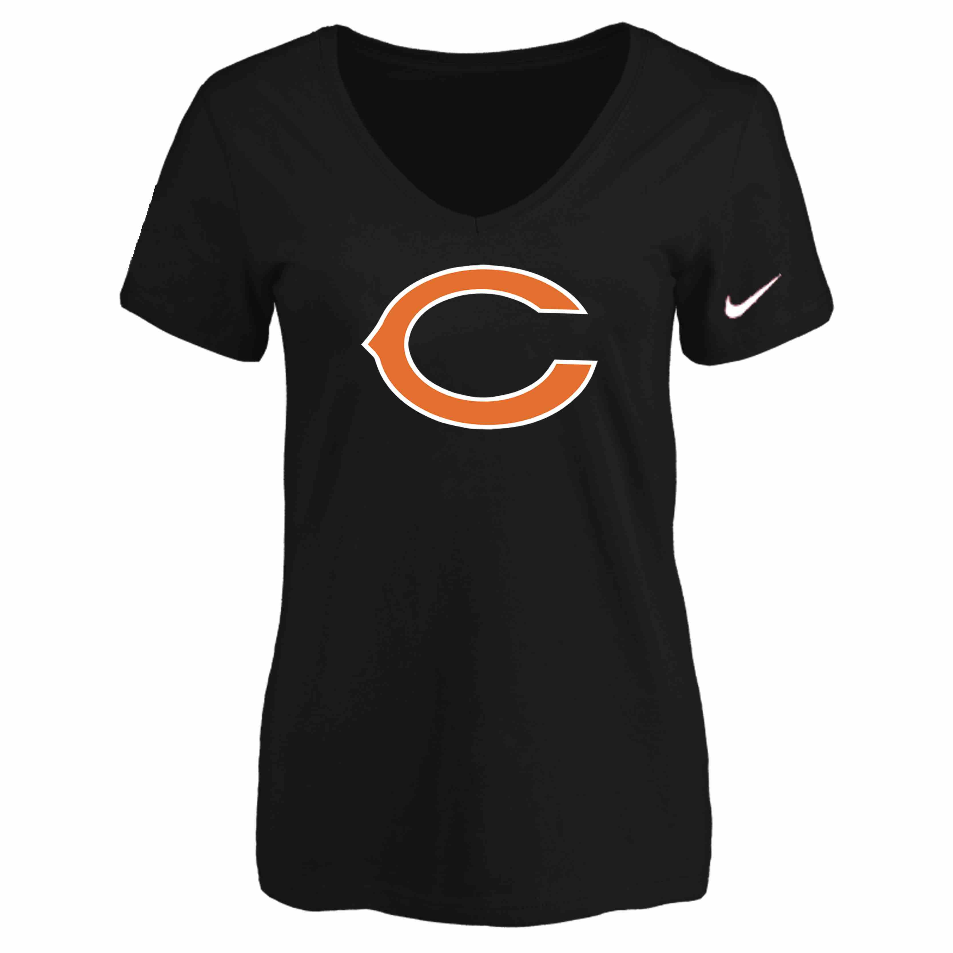 Chicago Bears Black Womens Logo V-neck T-Shirt