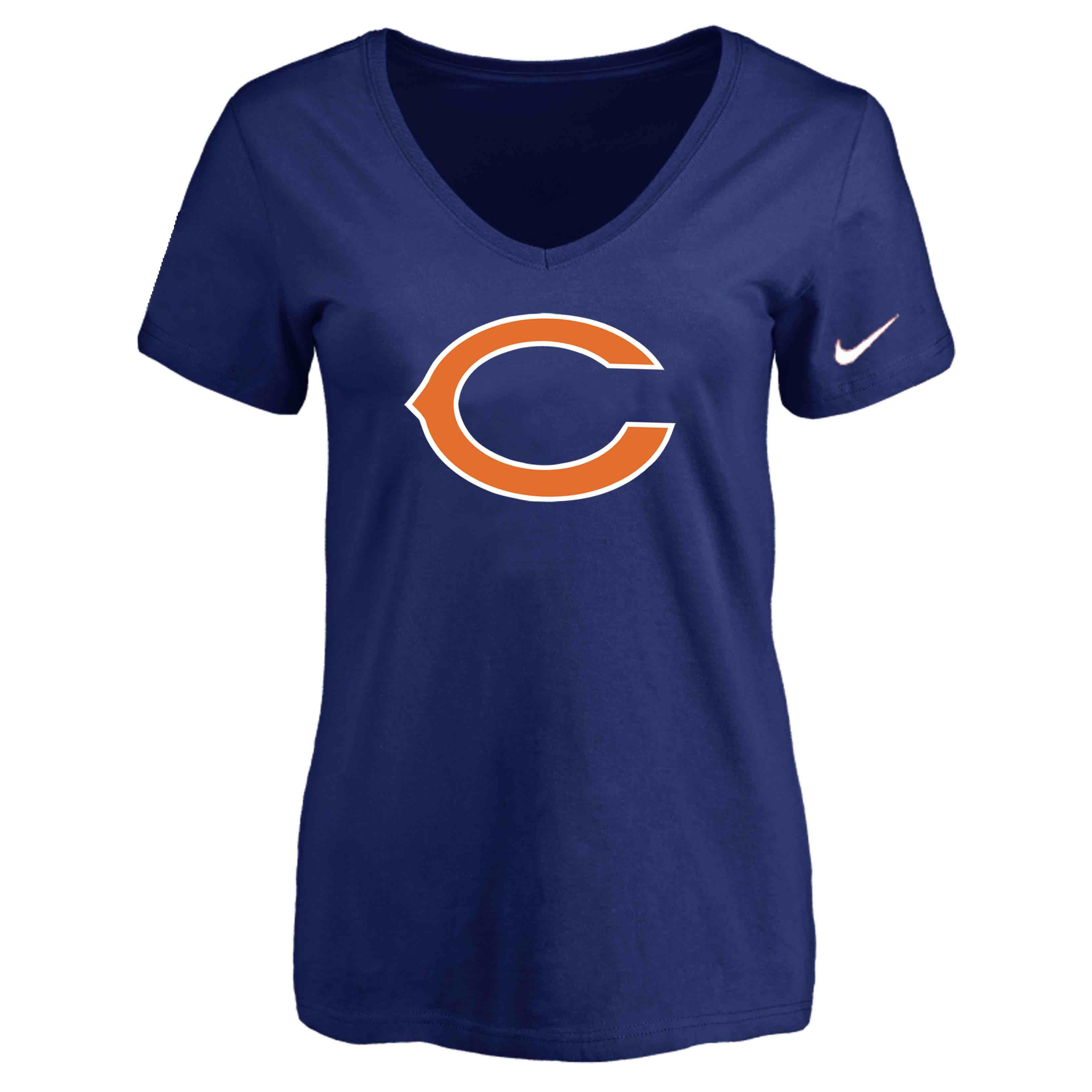 Chicago Bears D.Blue Womens Logo V-neck T-Shirt