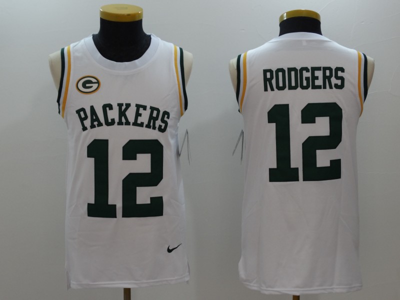 NFL Green Bay Packers #12 Rodgers White Color Rush Tank Top