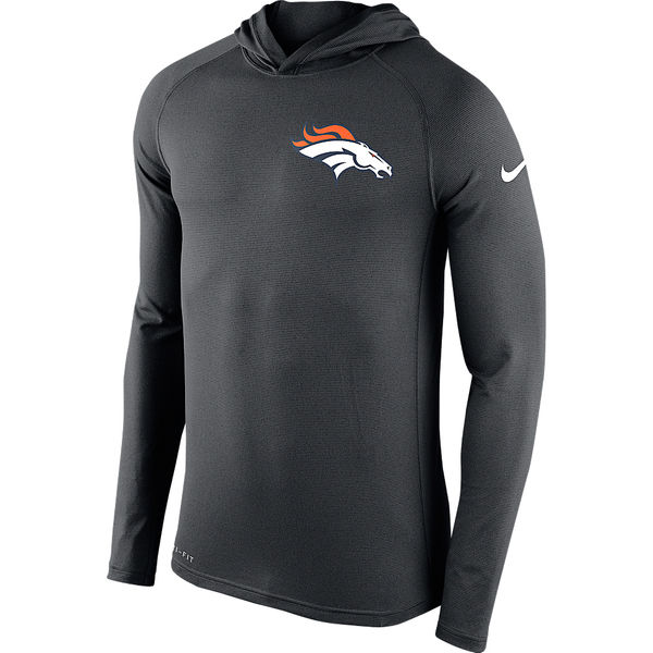 Mens Denver Broncos Nike Charcoal Stadium Touch Hooded Performance Long Sleeve T-Shirt