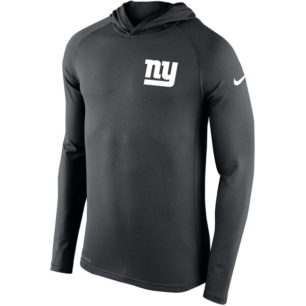 Mens New York Giants Nike Charcoal Stadium Touch Hooded Performance Long Sleeve T-Shirt