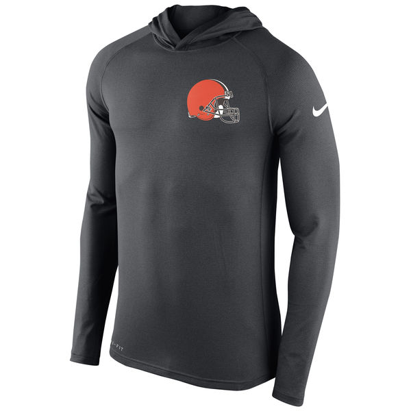 Mens Cleveland Browns Nike Gray Stadium Touch Performance Long Sleeve T-Shirt