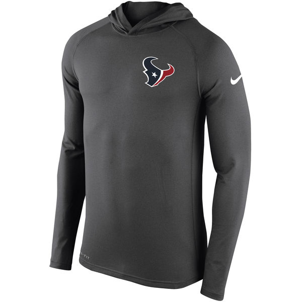 Mens Houston Texans Nike Charcoal Stadium Touch Hooded Performance Long Sleeve T-Shirt