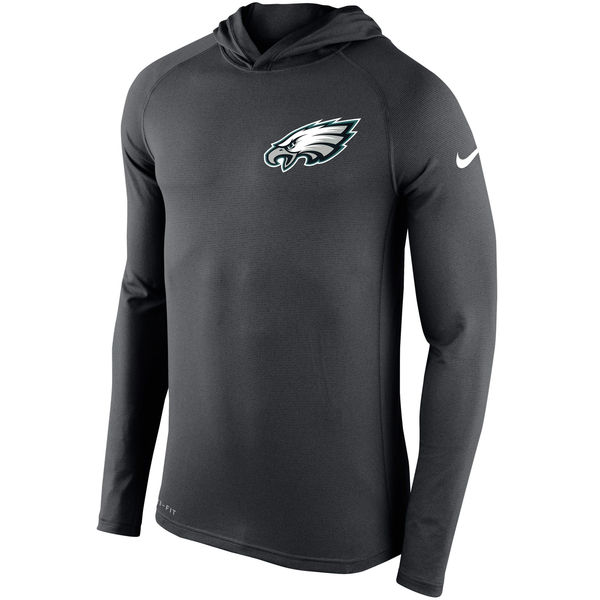 Mens Philadelphia Eagles Nike Charcoal Stadium Touch Hooded Performance Long Sleeve T-Shirt