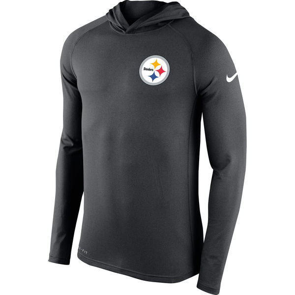 Mens Pittsburgh Steelers Nike Charcoal Stadium Touch Hooded Performance Long Sleeve T-Shirt