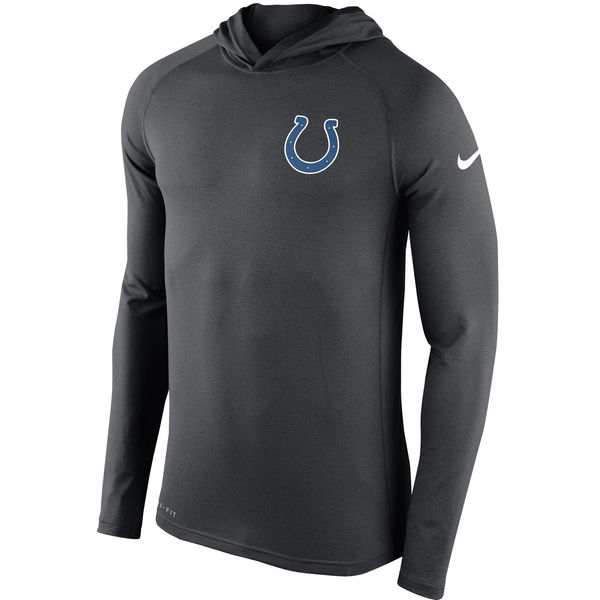 Mens Indianapolis Colts Nike Charcoal Stadium Touch Hooded Performance Long Sleeve T-Shirt