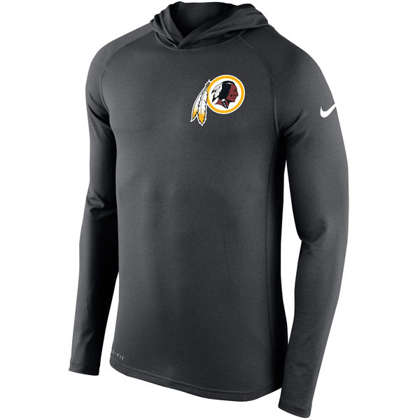 Mens Washington Redskins Nike Charcoal Stadium Touch Hooded Performance Long Sleeve T-Shirt