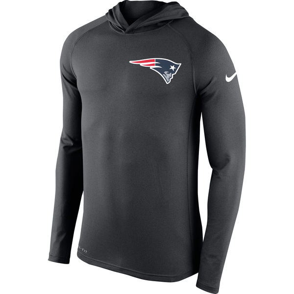 Mens New England Patriots Nike Charcoal Stadium Touch Hooded Performance Long Sleeve T-Shirt