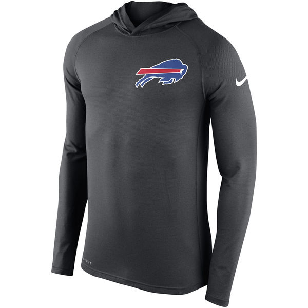Mens Buffalo Bills Nike Charcoal Stadium Touch Hooded Performance Long Sleeve T-Shirt