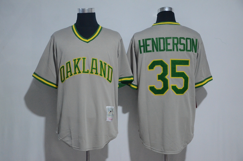 MLB Oakland Athletics #35 Henderson Grey Throwback jersey