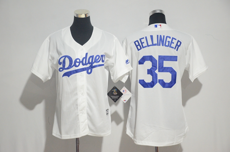 Womens MLB Los Angeles Dodgers #35 Bellinger White Jersey