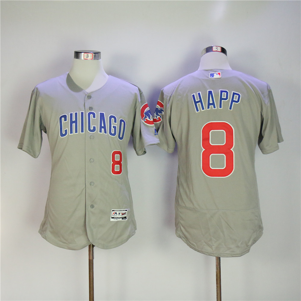MLB Chicago Cubs #8 Happ Grey Elite Jersey