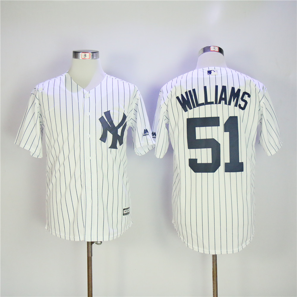 MLB New York Yankees #51 Bernie Williams White Pinstripe Jersey