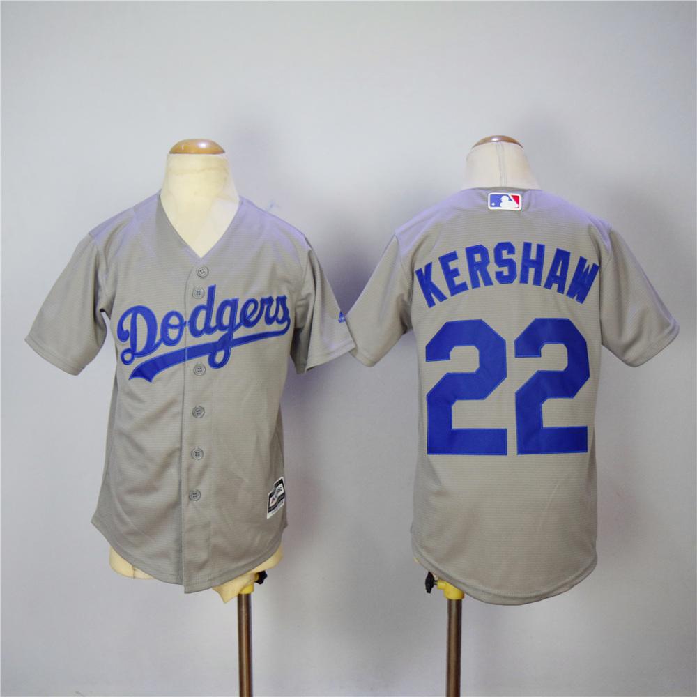 MLB Los Angeles Dodgers #22 Kershaw Grey Kids Jersey