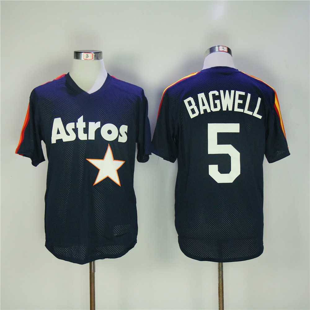MLB Houston Astros #5 Bagwell D.Blue Throwback Jersey