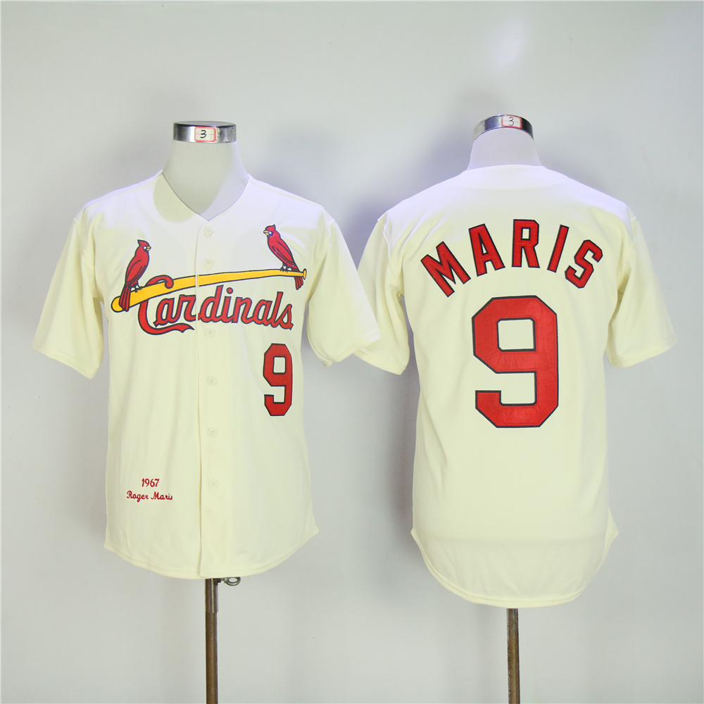 MLB St.Louis Cardinals #9 Maris Cream Throwback Jersey